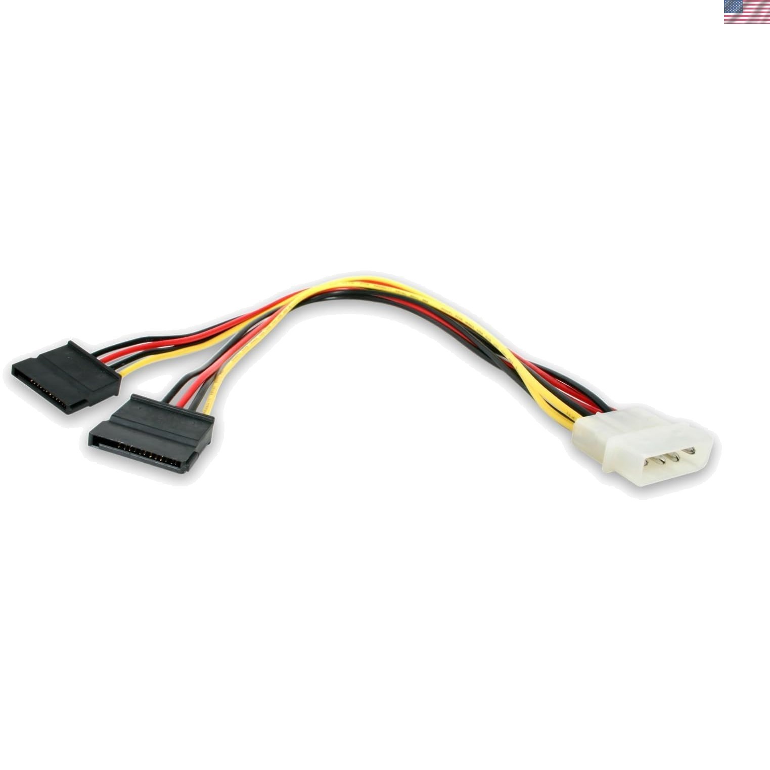 12in LP4 to Dual SATA Power Adapter - High-Speed Y-Cable for Efficient Power