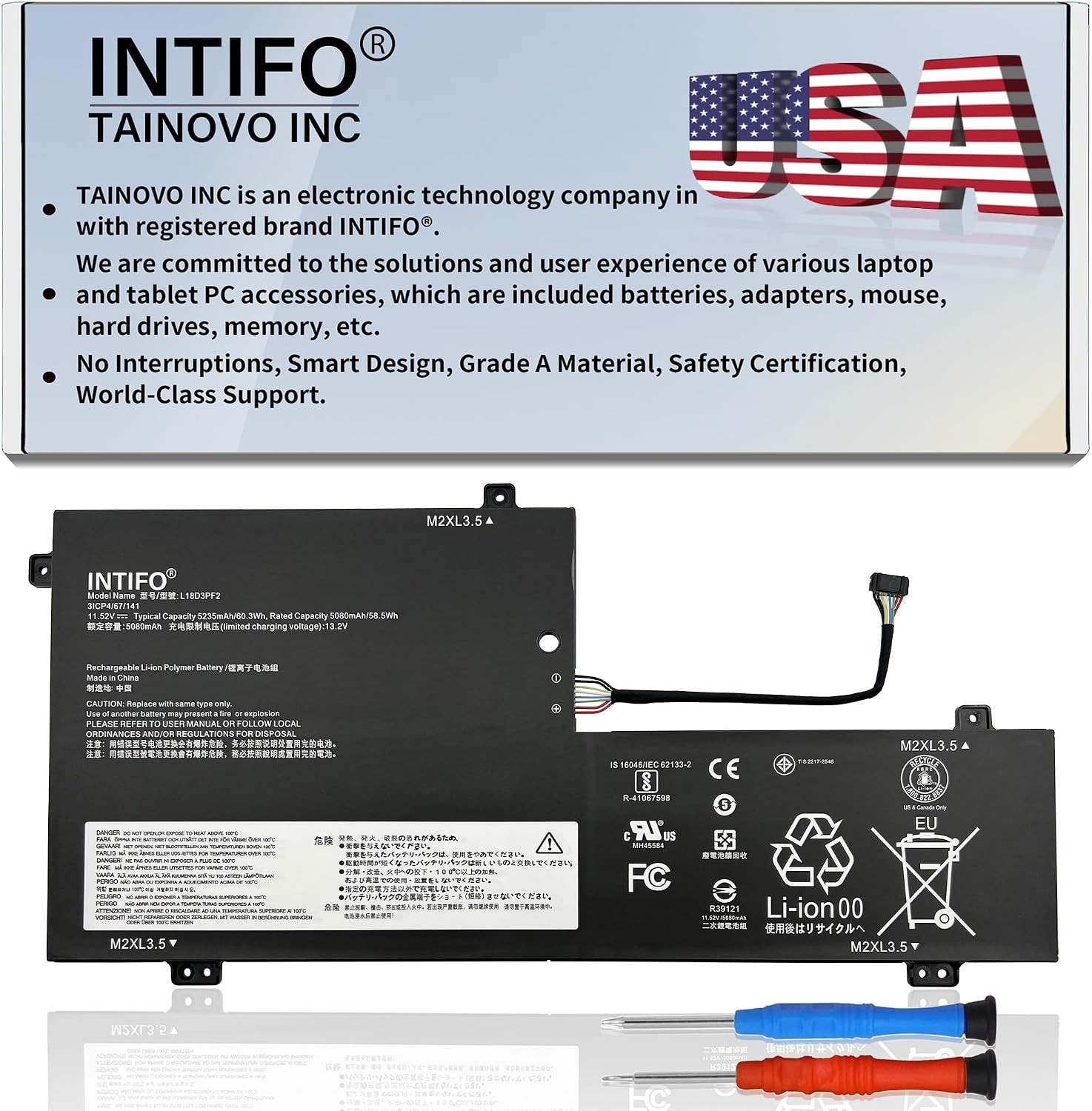 60.3Wh L18D3PF2 Laptop Battery Compatible with Lenovo Yoga C740 15IML C740 15