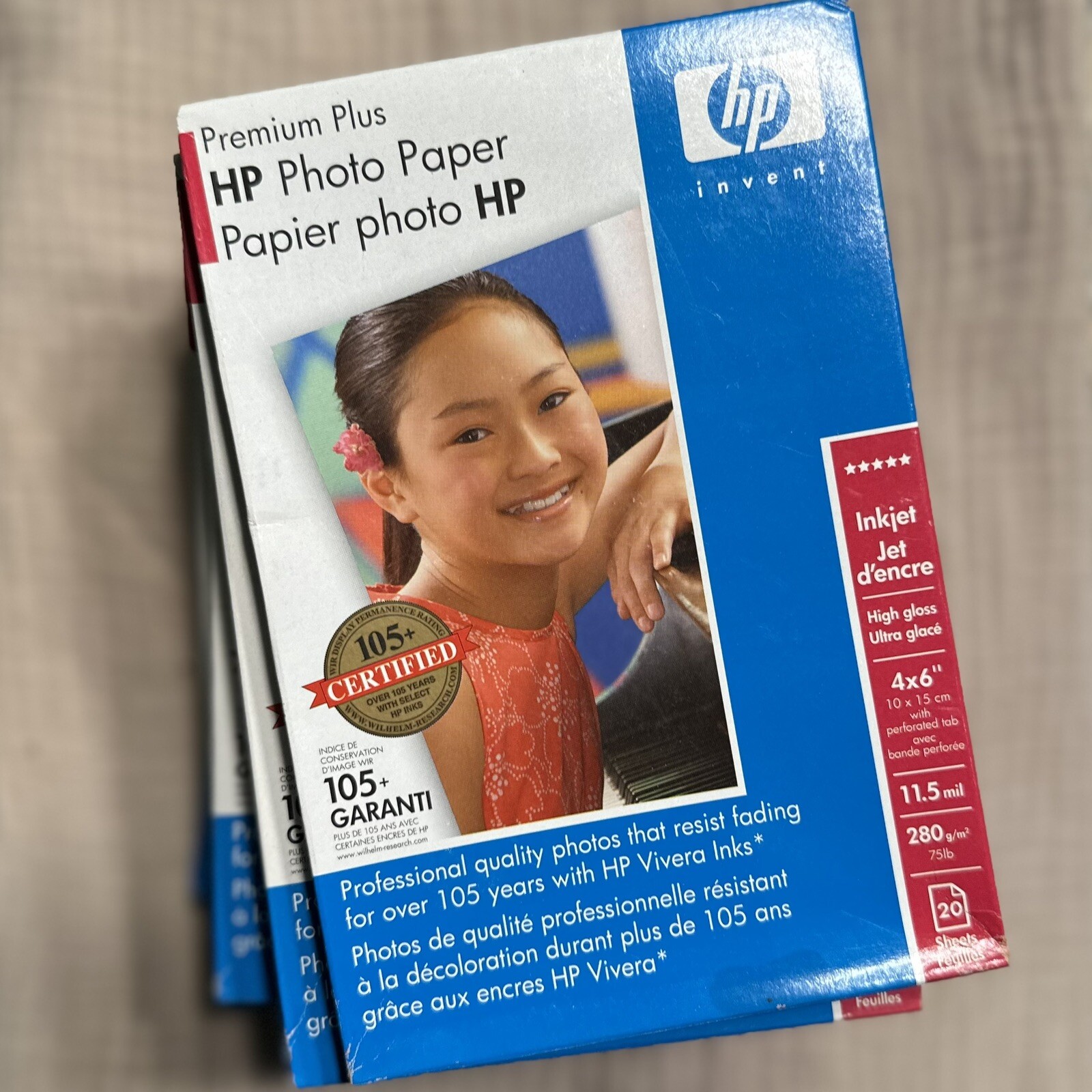 Genuine Inkjet HP Premium Plus Photo Paper 4 X 6 High Gloss 20 Sheets/Lot Of 9