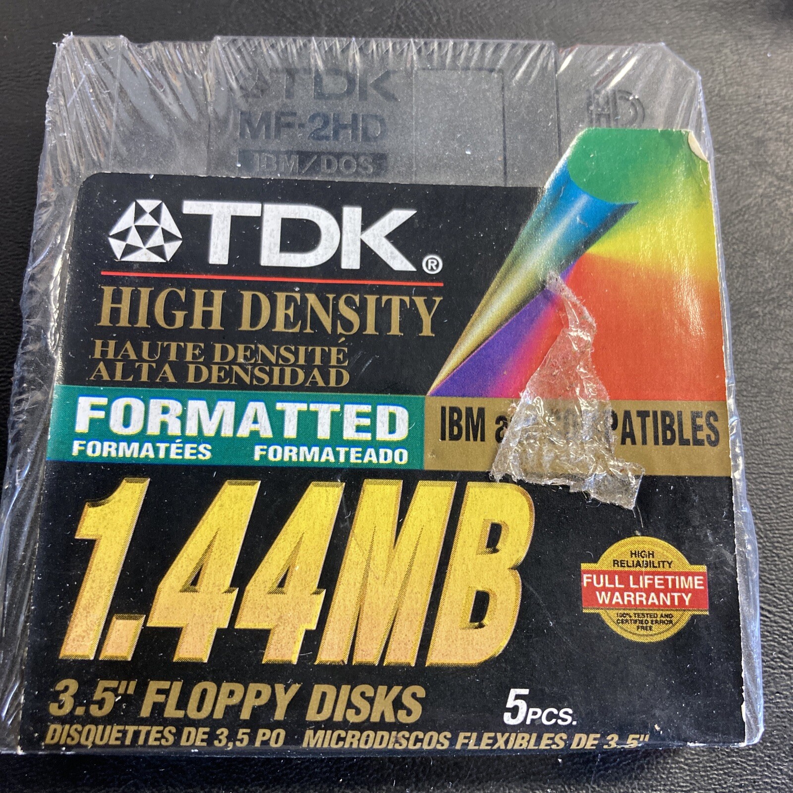 TDK 3.5INC 1.44MB IBM FORMATTED HIGH DENSITY FLOPPY DISKS 5 PACK NEW SEALED