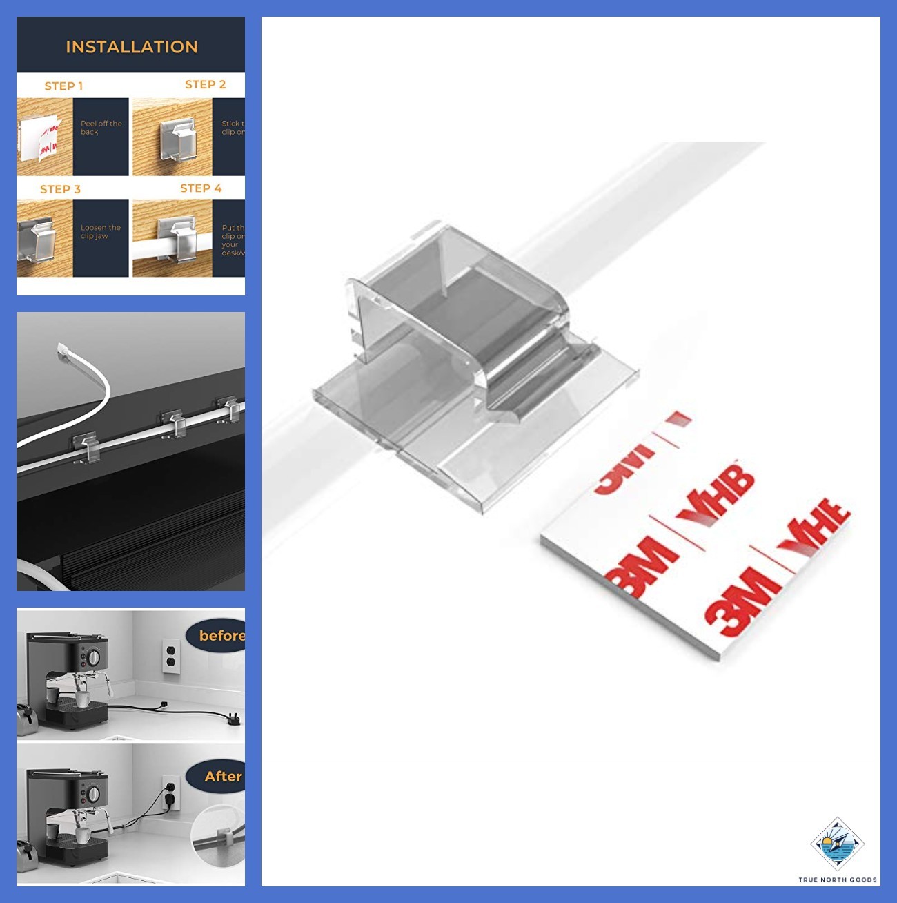 Cable Clips Self-Adhesive 40 Pcs Transparent Wire Holder for Tidy Organization