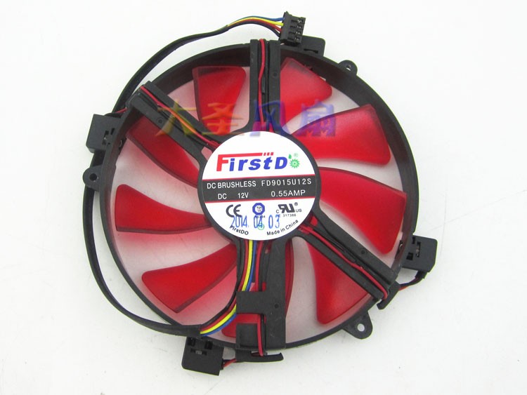 Graphics Card Fan FD9015U12S 0.55A 12V LED illuminated Fan For AMD R9 295X2