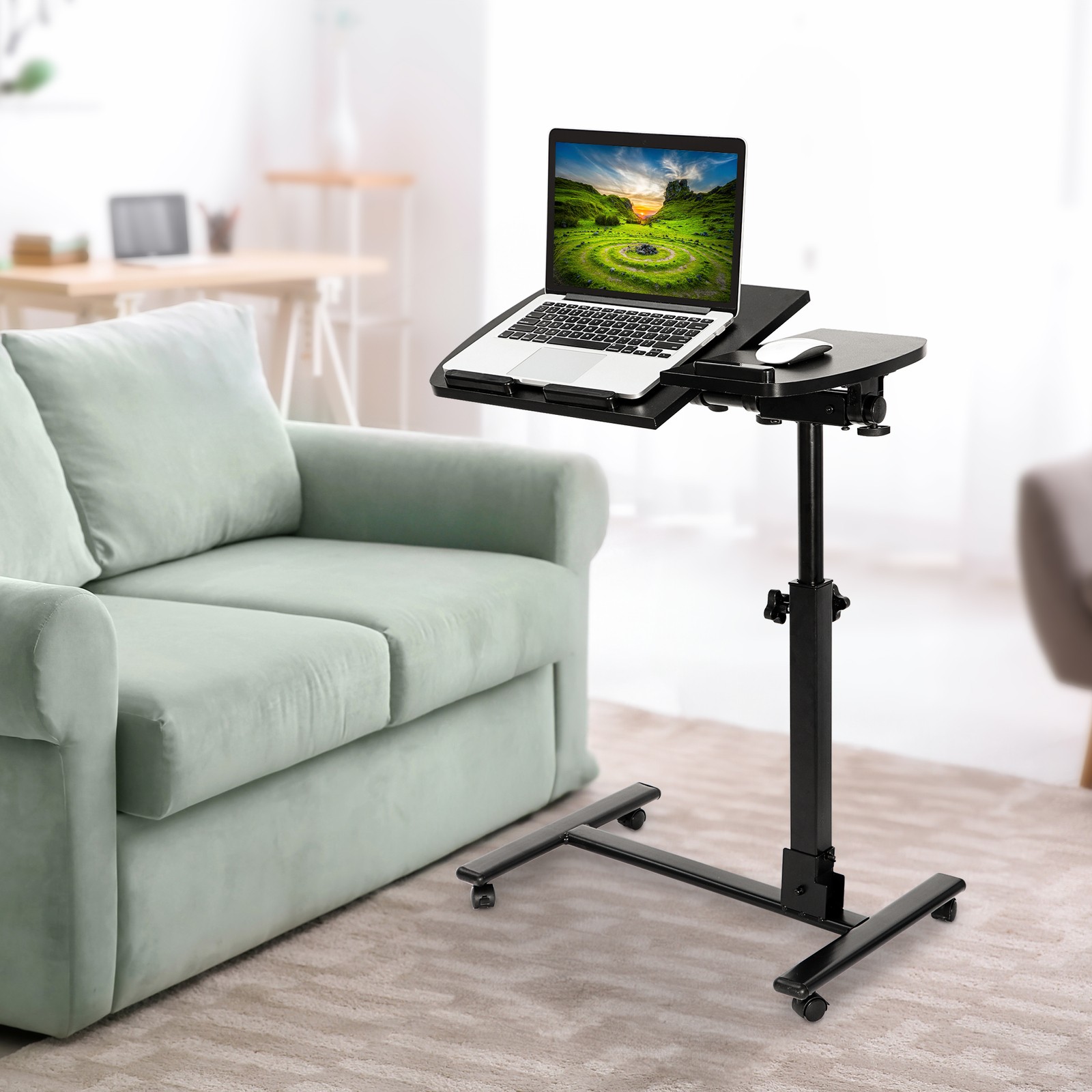 Rotatable Height Angle Adjustable Laptop Sofa Desk Overbed Food Tray Table Stand