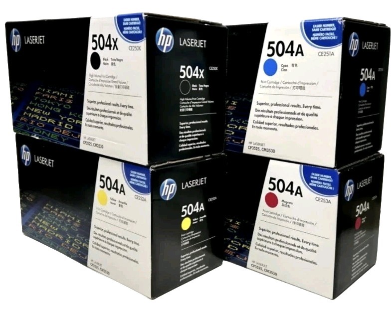 Genuine Hp 504A Toner Cartridges (1 FULL Set) CE250A CE251A CE252A CE253A