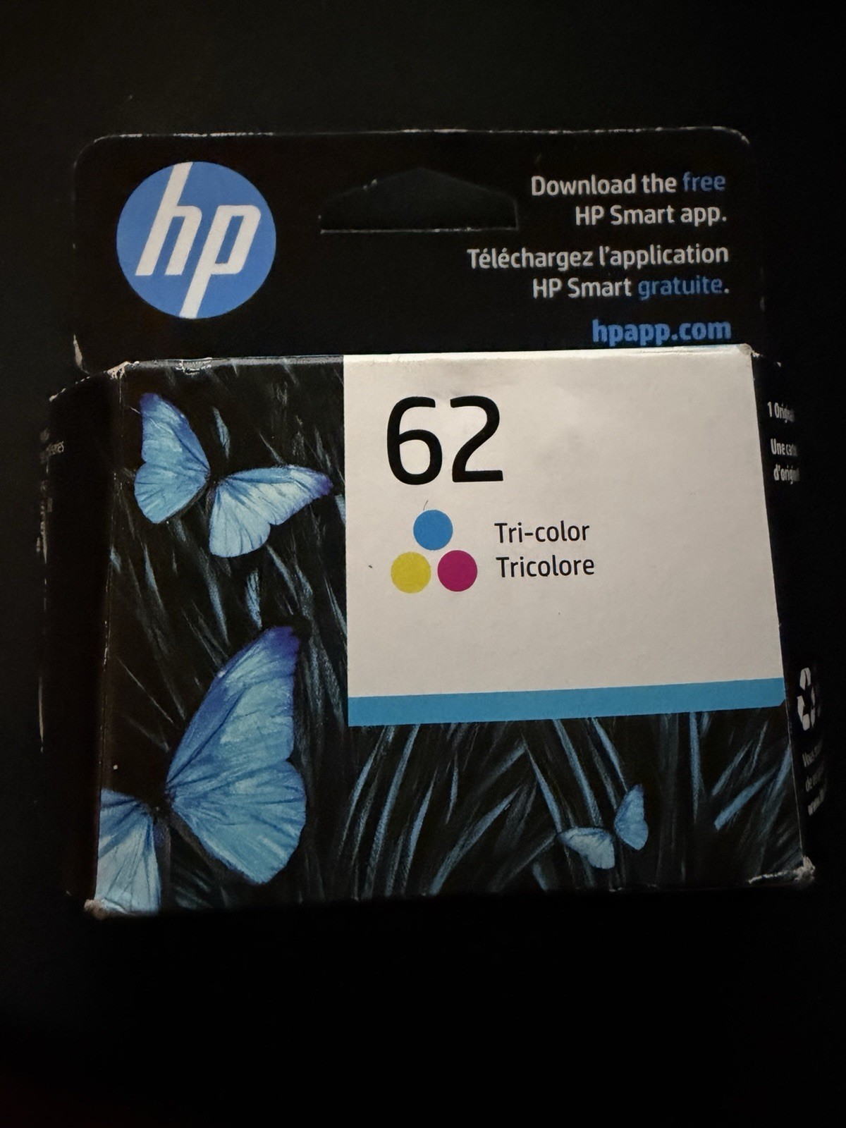 HP 62 Tri-Color Ink Cartridge Exp MAR 2026 New Sealed
