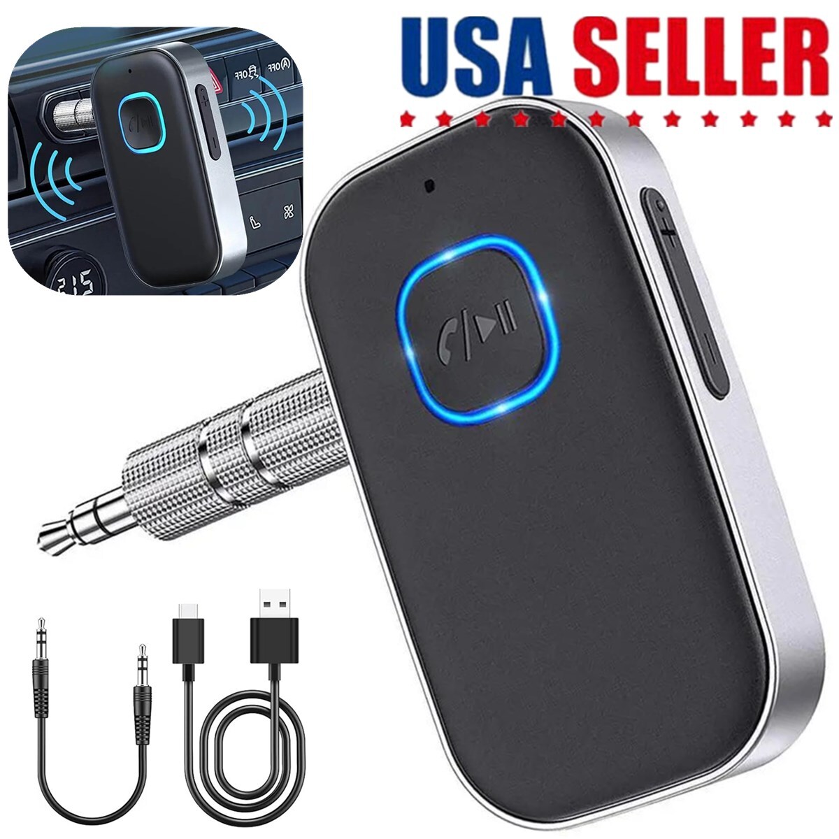 Electronic Bluetooth Transmitter Call Music Receiver AUX Adapter Headphone iPod
