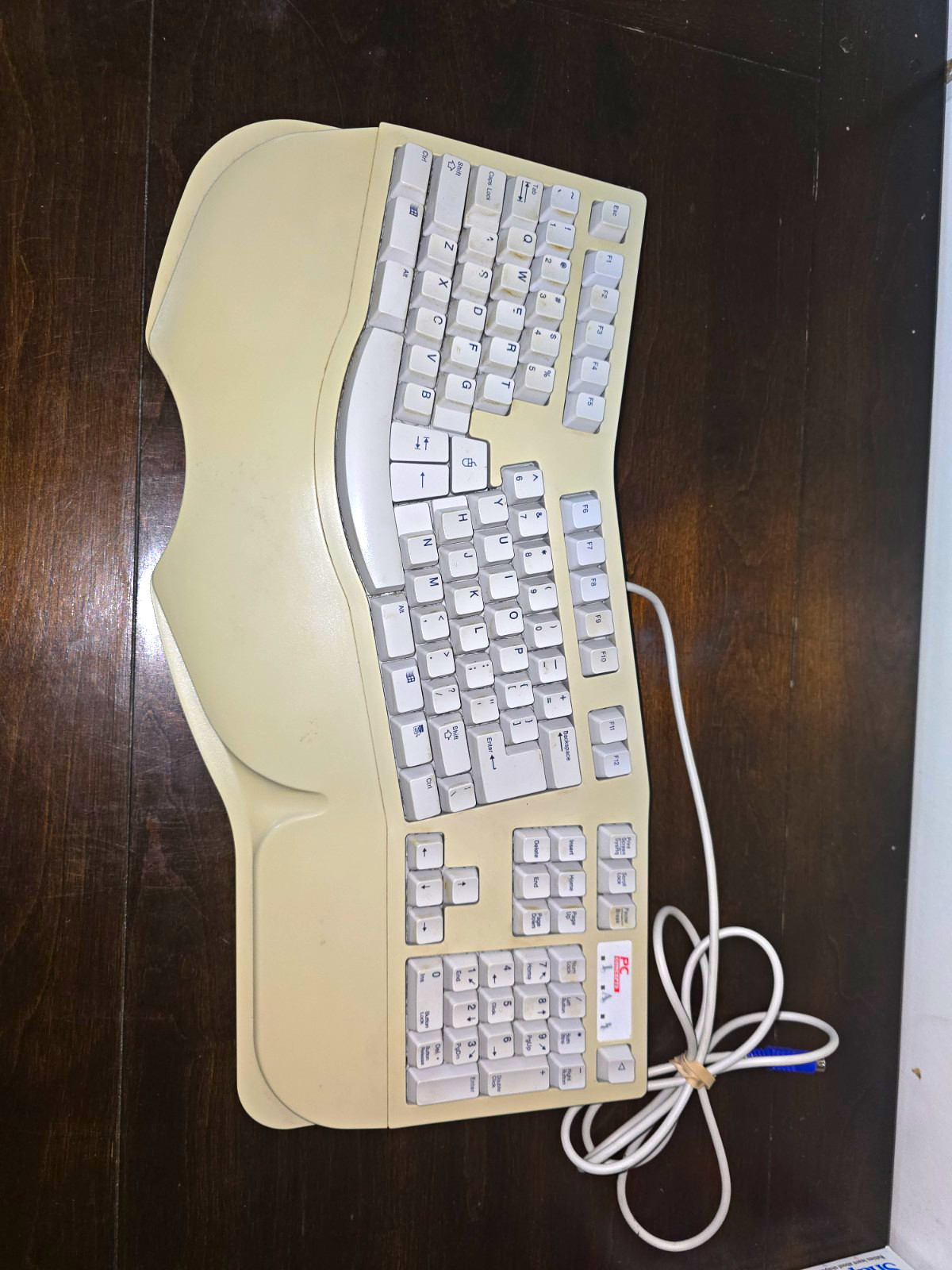 PC Concepts SK-6000 Ergonomic Wired PS/2 Keyboard w/ Palm Rest QWERTY Beige