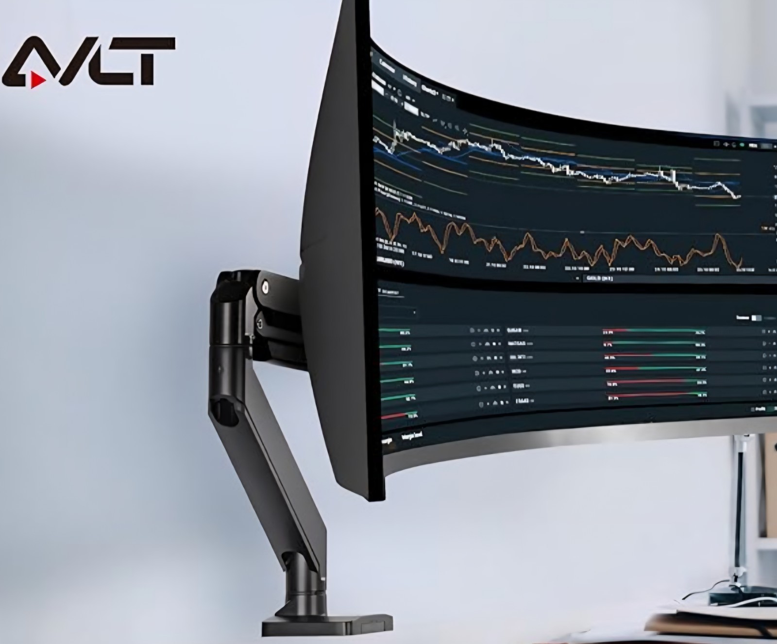 AVLT Single 33lb Monitor Desk Mount Heavy Duty Military Grade 32" IN AVLT-DM40-1