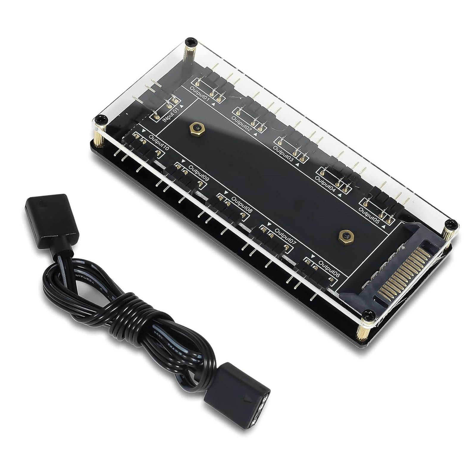 5V 3Pin ARGB LED Hub 10 Way RGB Splitter Controller with Acrylic Shell and