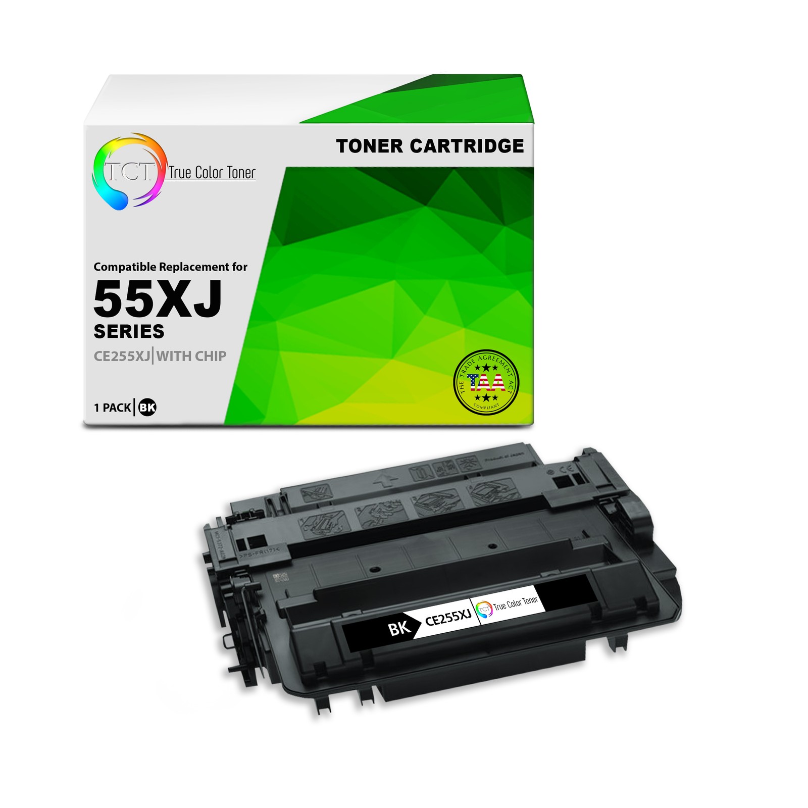 TCT CE255XJ TAA Compliant Toner Cartridge Replacement for HP CE255XJ - 55XJ