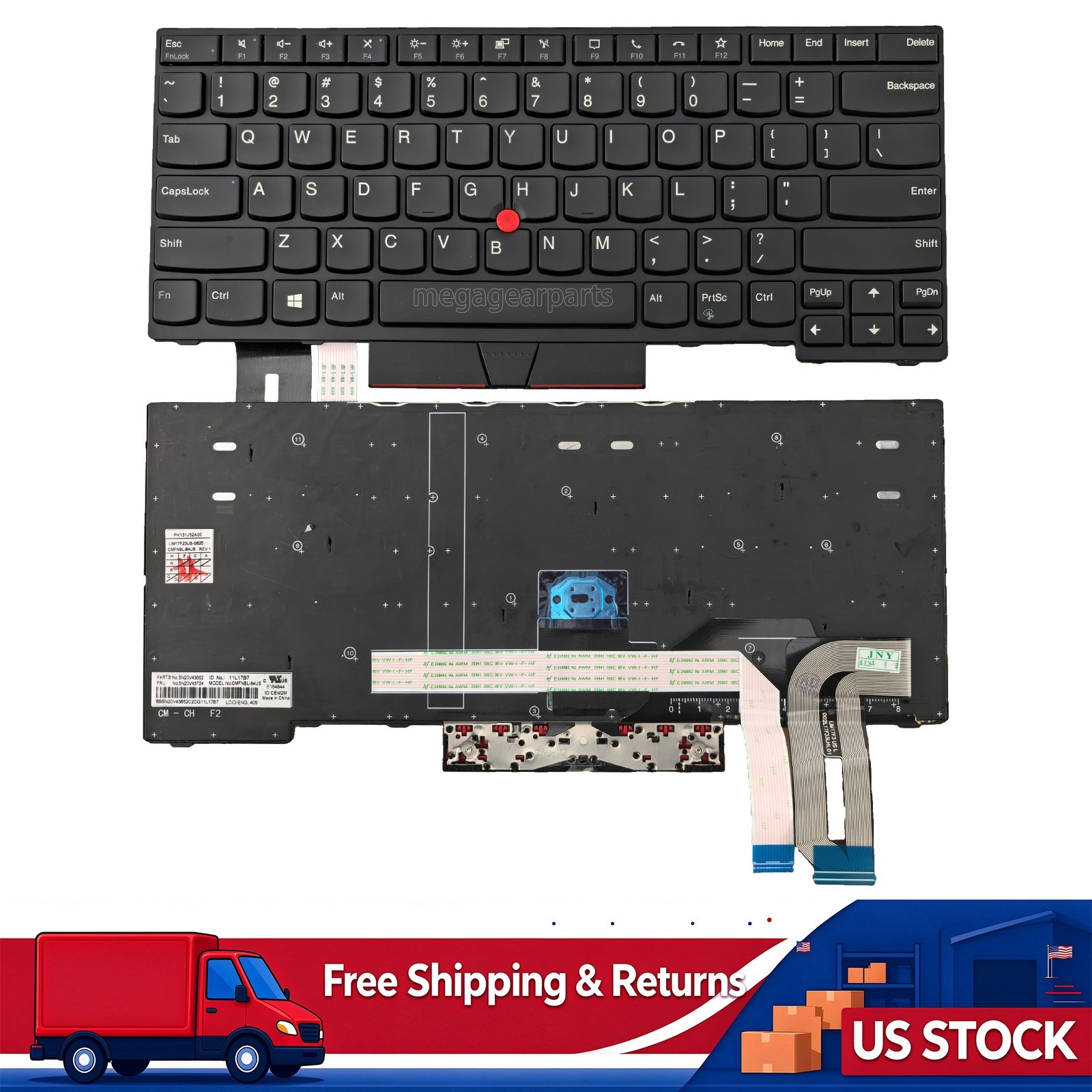 Genuine US Non-Backlit Keyboard for ThinkPad T14 P14s Gen 1 Gen 2 5N20V43724