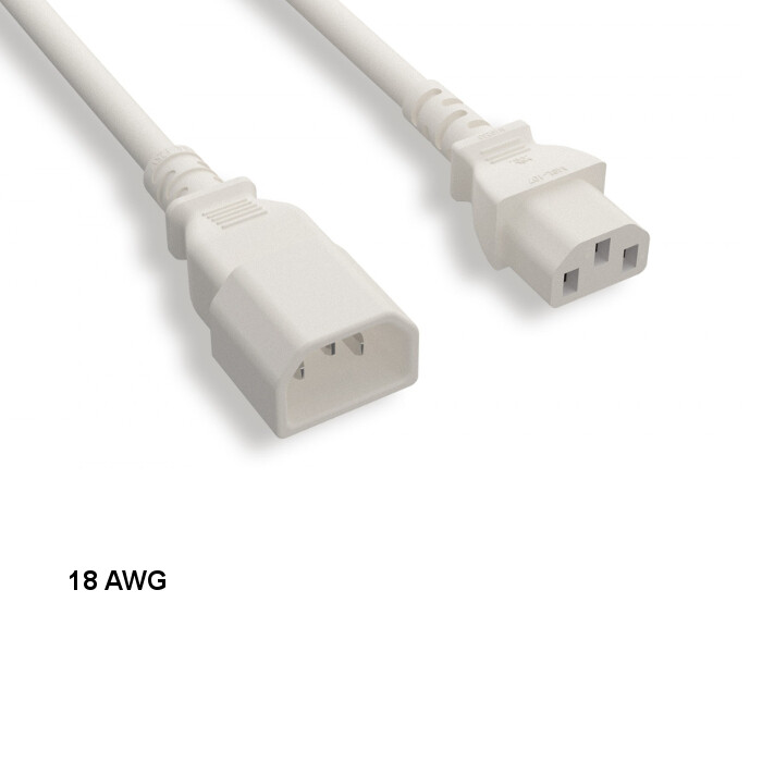 LOT 10pcs White 6ft 18AWG Color Power Cable IEC60320 C13 to IEC3200 C14 10A/250V