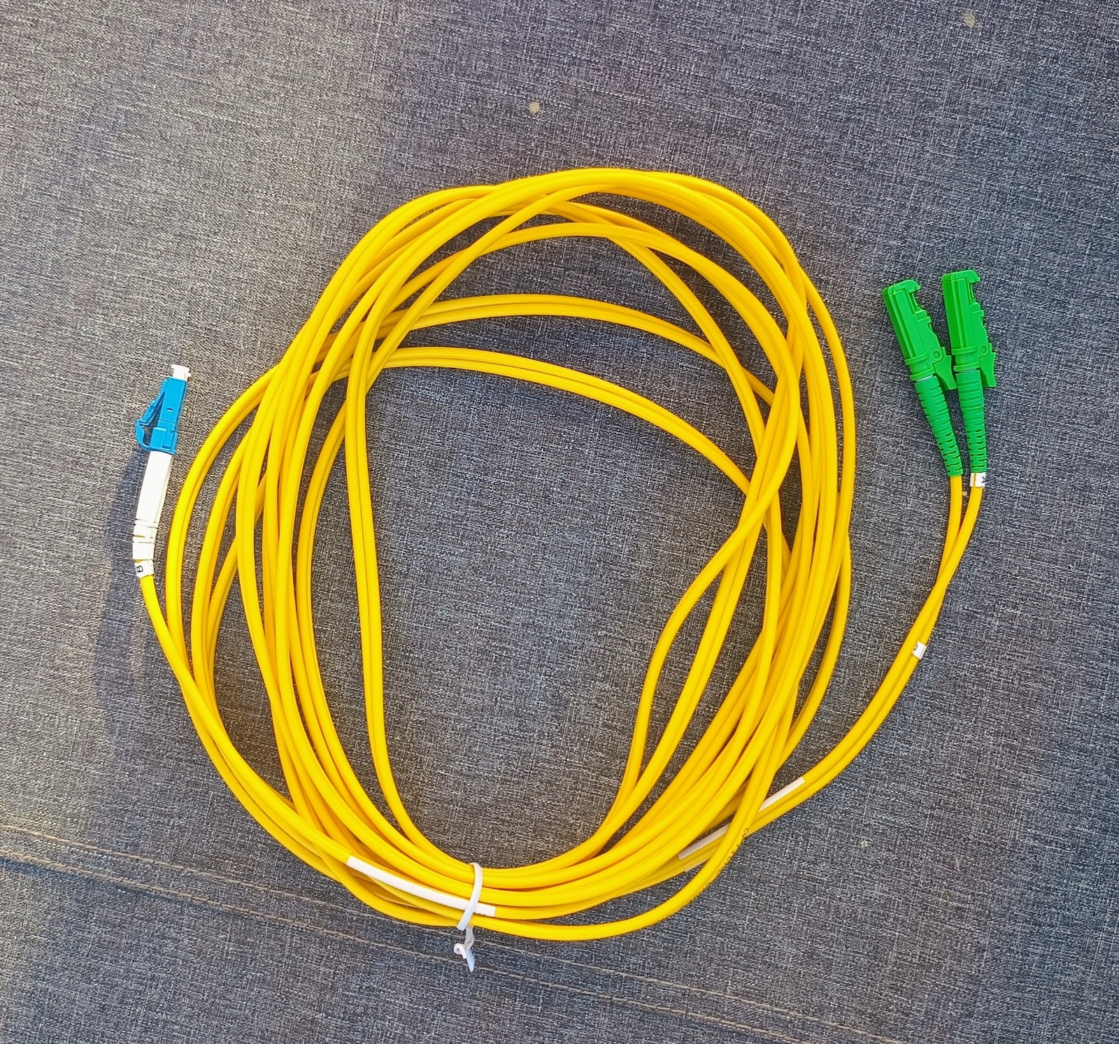 5 Meter OS2 LC UPC to LSH / E2000 APC Single Mode Duplex Fibre Patch Cable