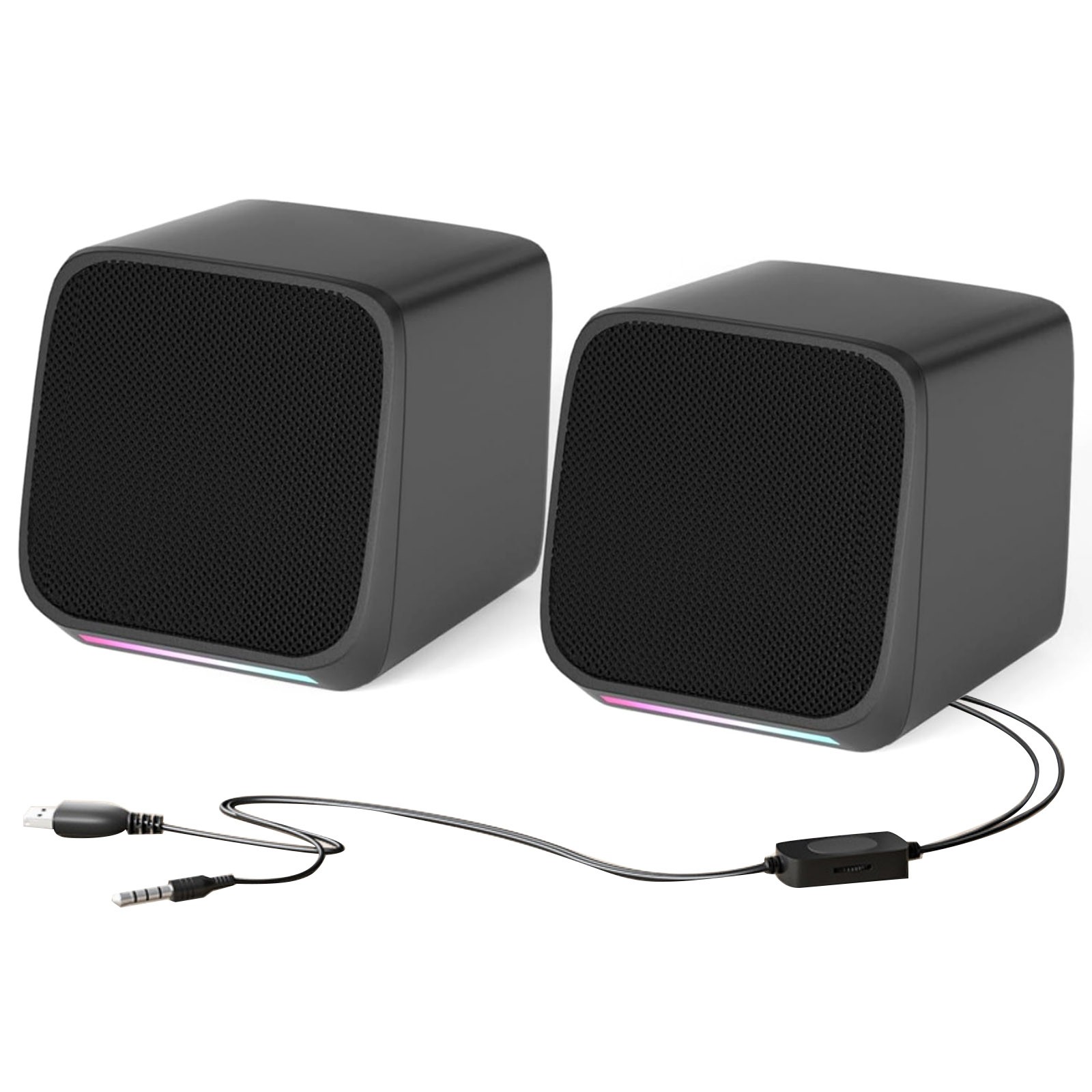 1 Pair USB Powered Desktop Speakers for PC with Loud Distortion-Free Audio