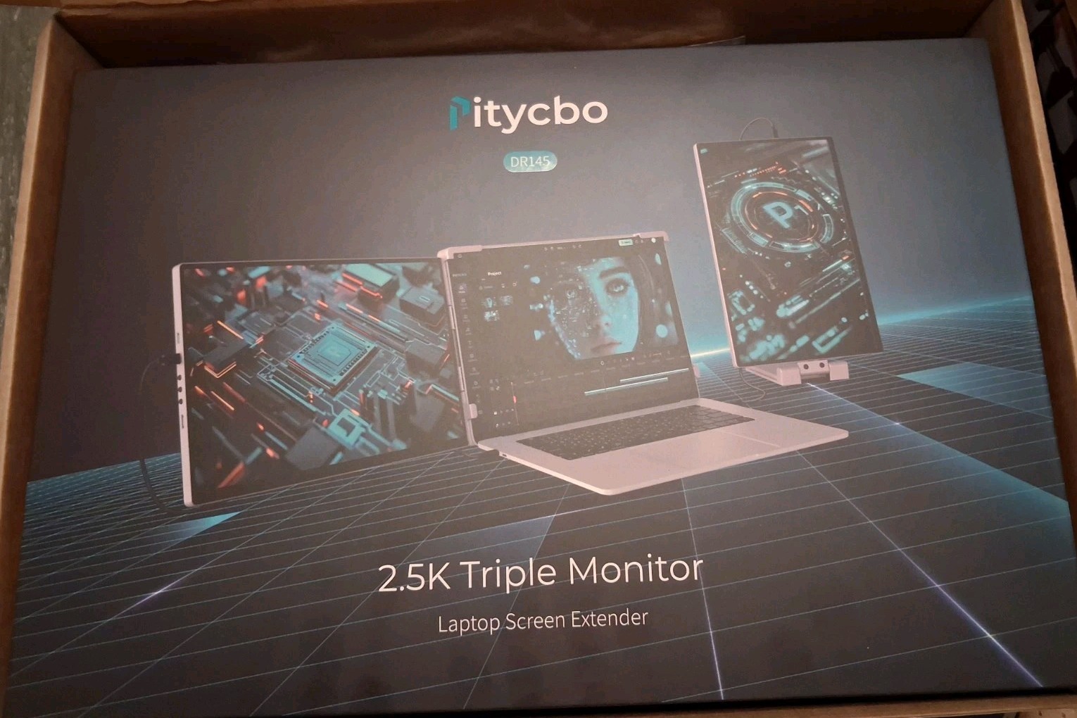 Pitycbo 2.5K DR145 Triple Monitor Laptop Screen Extender, Fits 13-17.3 Inch New