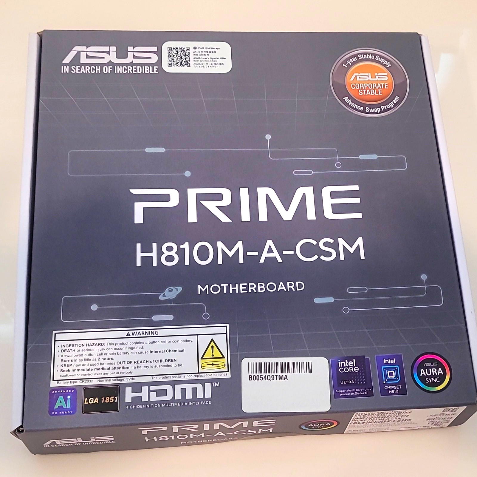 ASUS PRIME H810M-A-CSM MicroATX Intel LGA1851 DDR5 M.2 PCIe 4.0