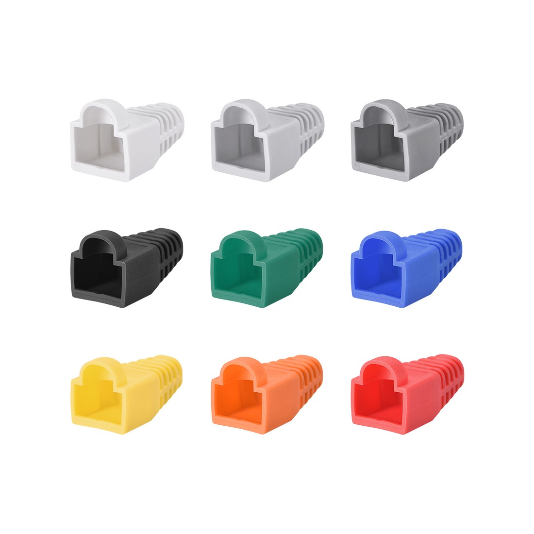 6mm Hole Dia Multi Color RJ45 Boots Cover Anti-Dust for Cable CAT5e CAT6e 100Pcs