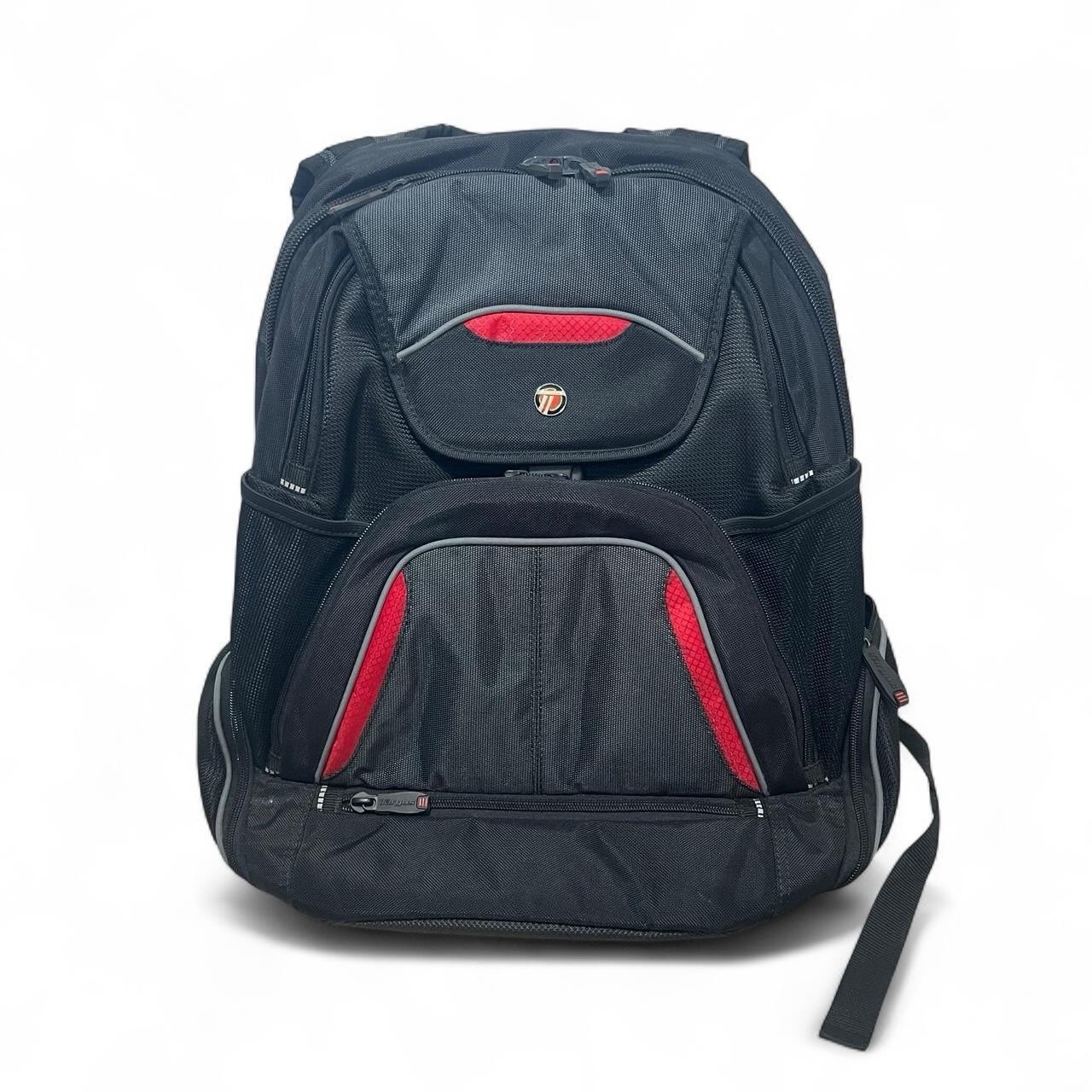 Targus Laptop Backpack 15 in Nylon Padded Partitions Black/Red TSB006US