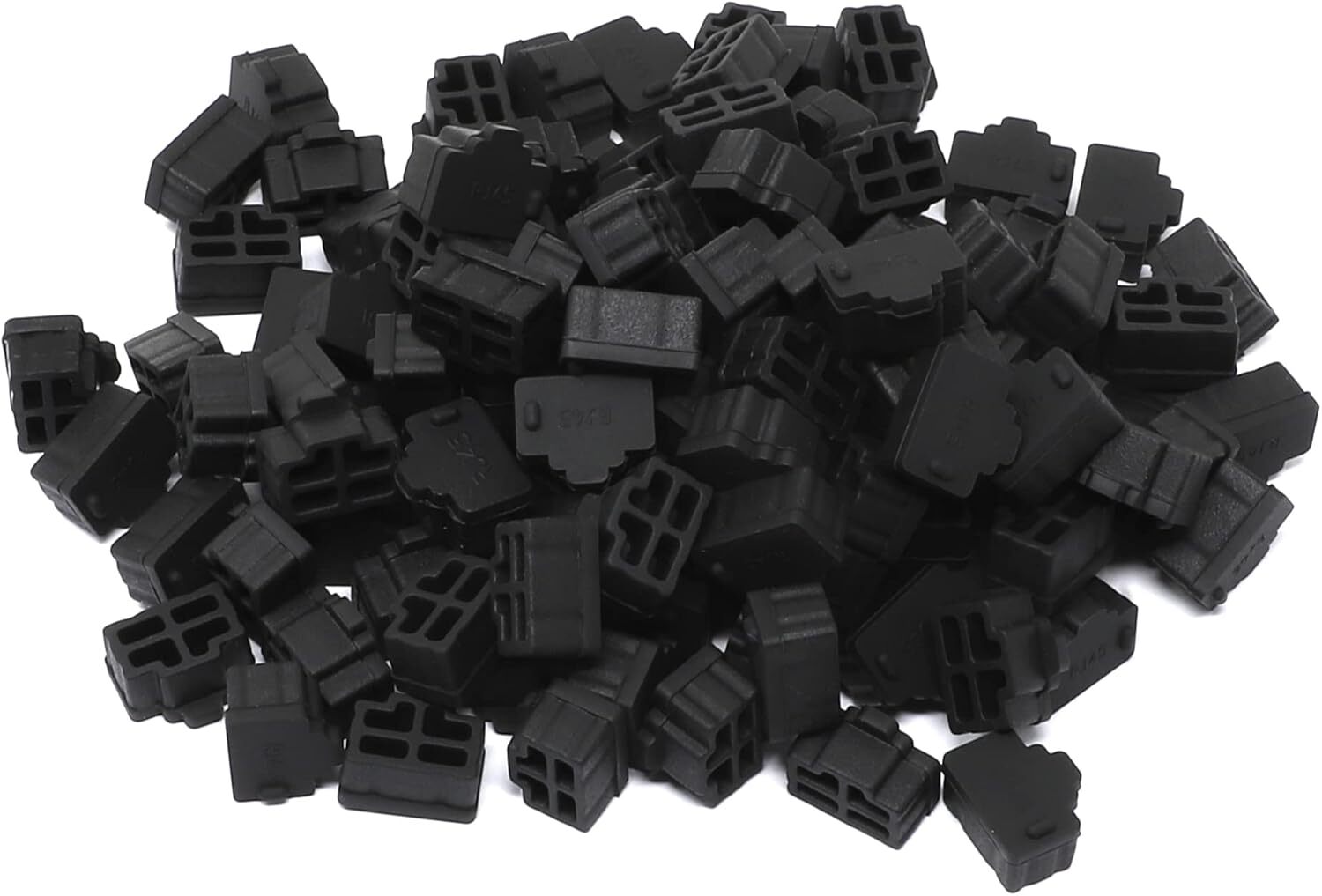 iexcell 125 Pcs Black Silicone Ethernet Hub Port RJ45 Anti-Dust Cover Cap