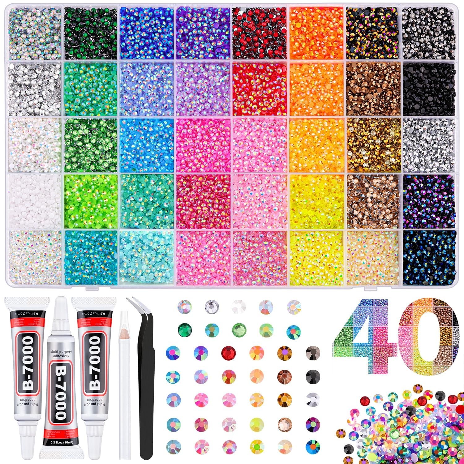 50000Pcs Resin Jelly Rhinestones for Bedazzling kit, 3mm Bedazzler Kits | 40C...