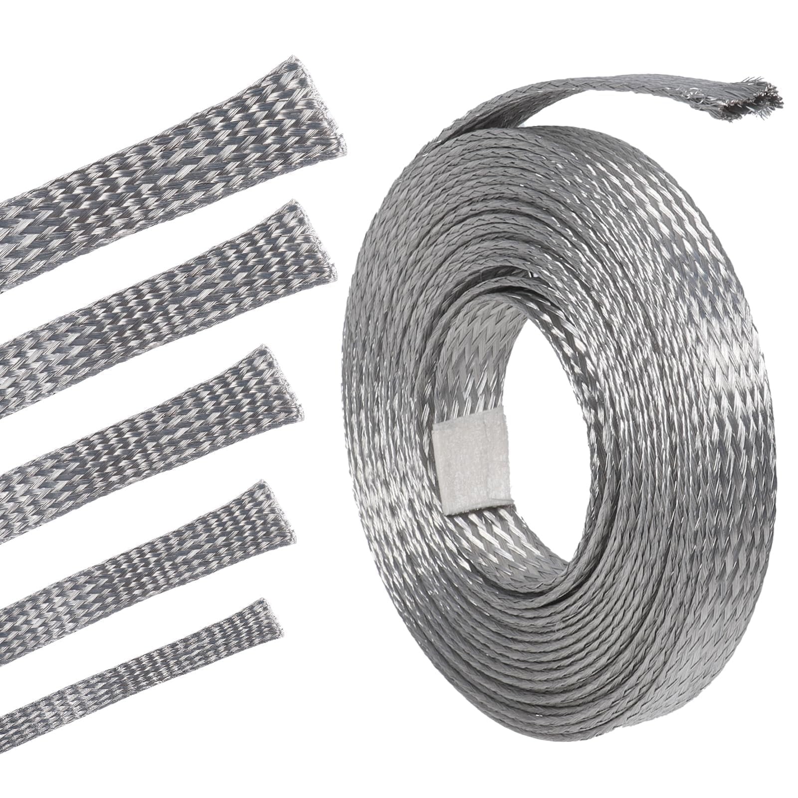 Tinned Copper Braid Metal Cable Shielding Sleeve Ground Straps Interference Wire
