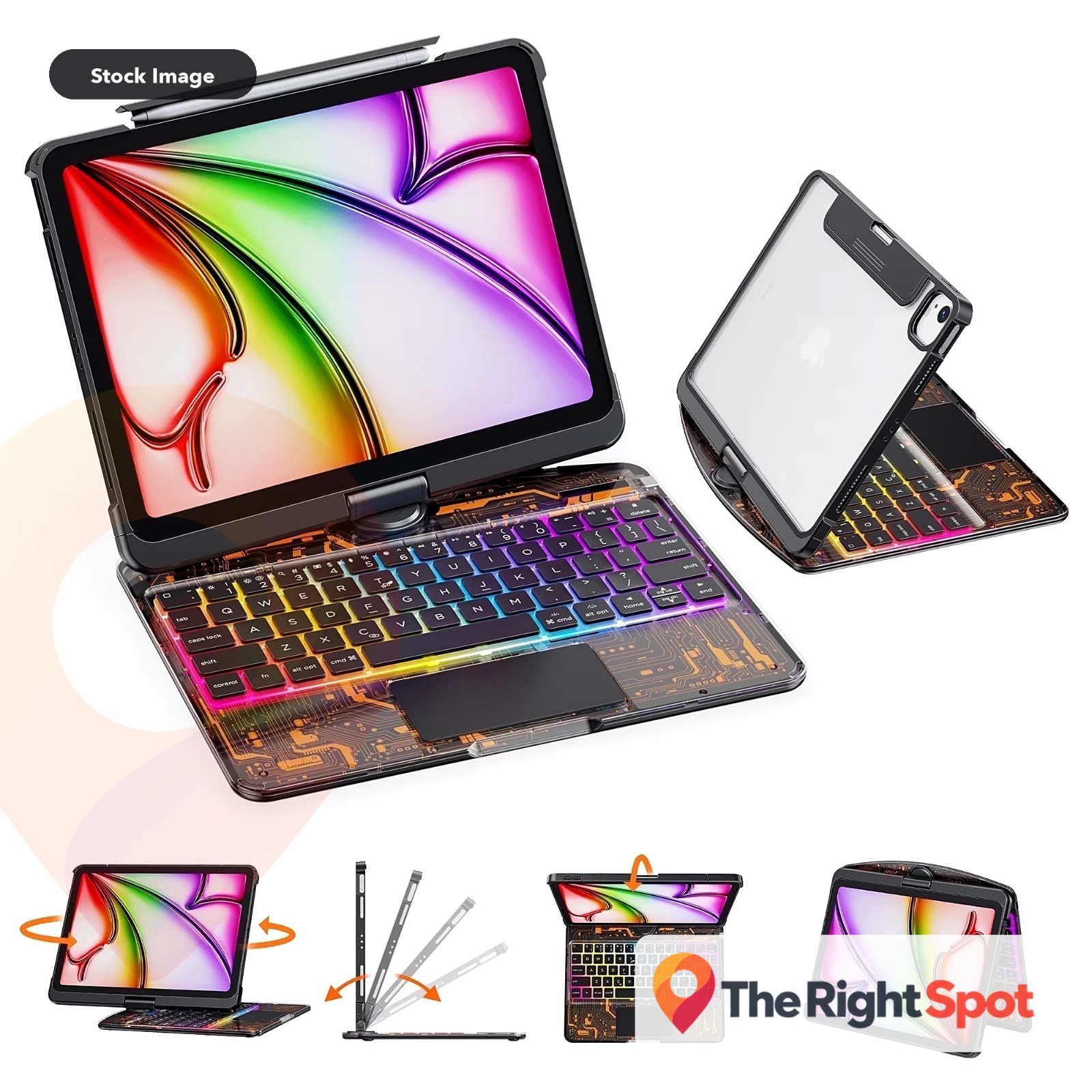 Kitone GUSGU Rotate Magic Keyboard iPad Air 13 Pro 12.9 RGB Backlit Trackpad 360