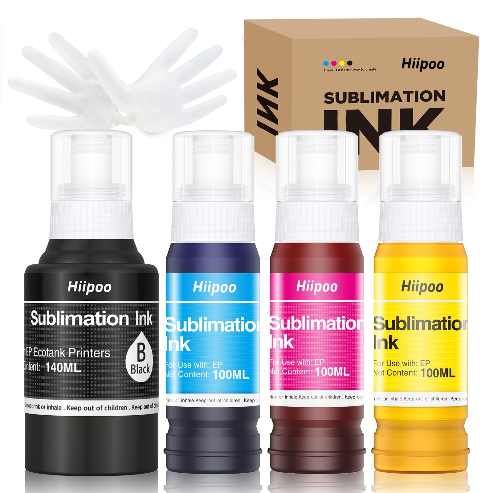 Hiipoo 440ML Sublimation Ink Refilled Bottles Compatible for ET2400 ET2720 ET276