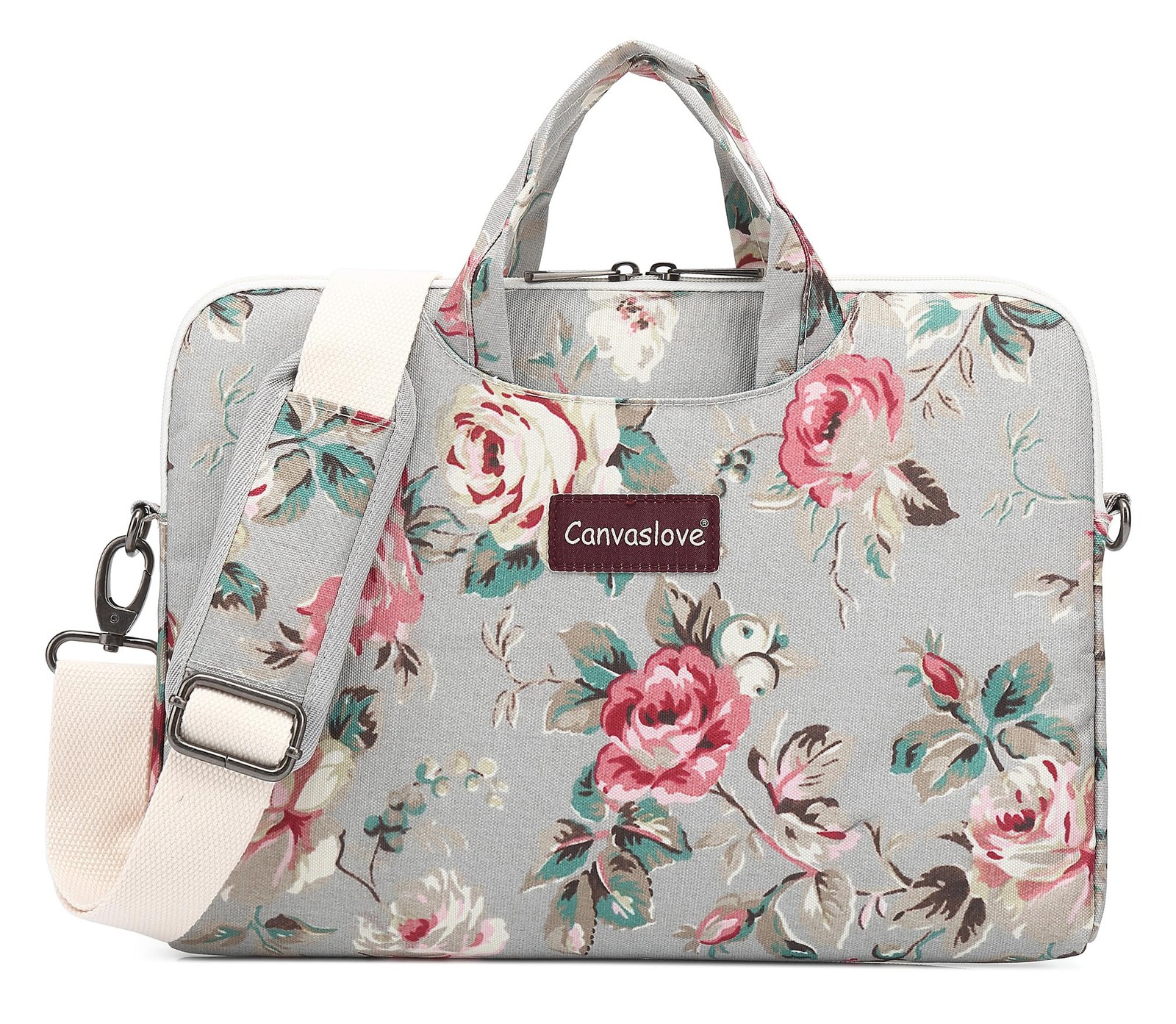 Canvaslove Rose Pattern Water Resistant Laptop Shoulder Messenger Bag for