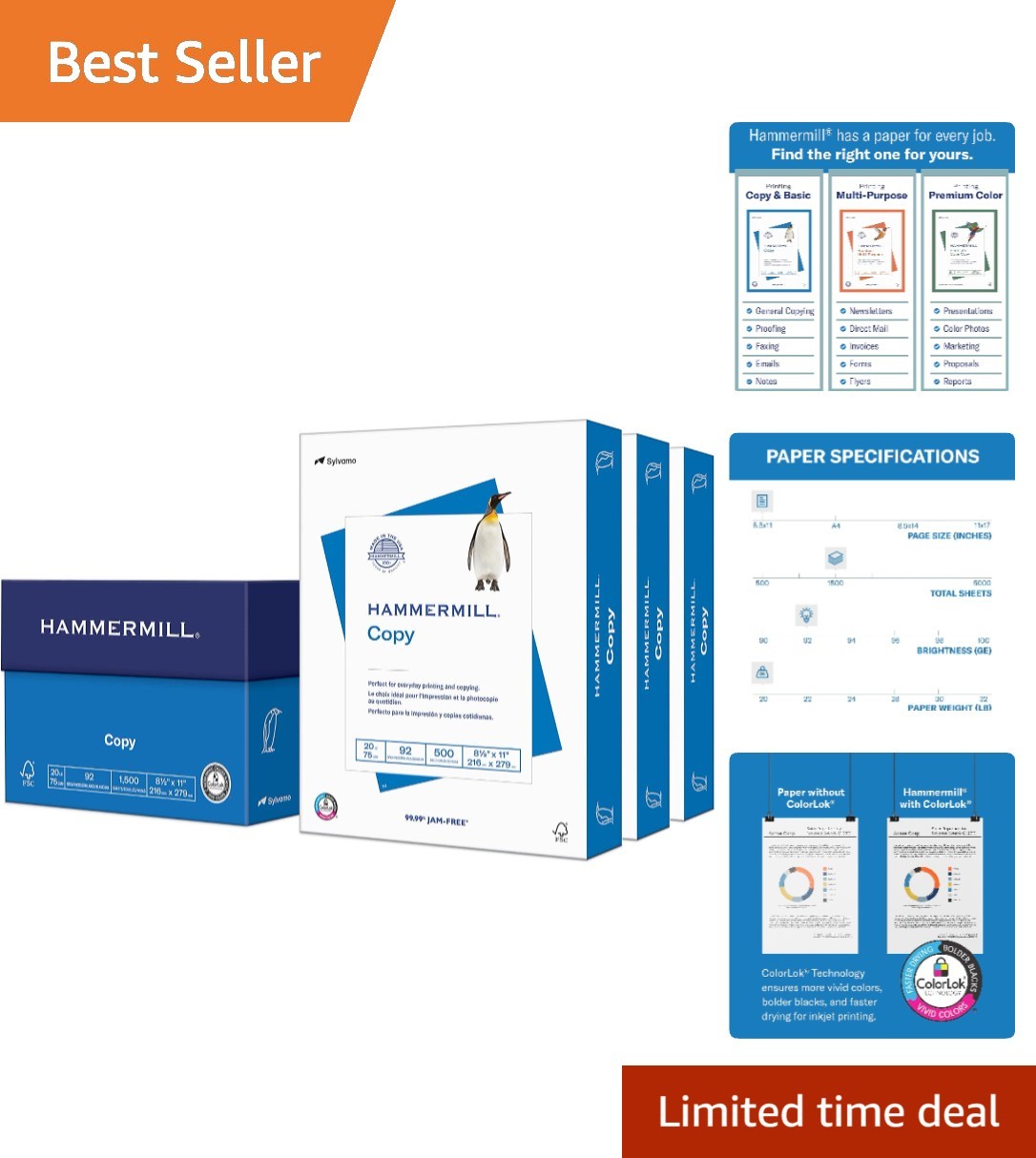 High-Performance 20 lb Printer Paper - 8.5x11, 1500 Sheets, Jam-Free Experience