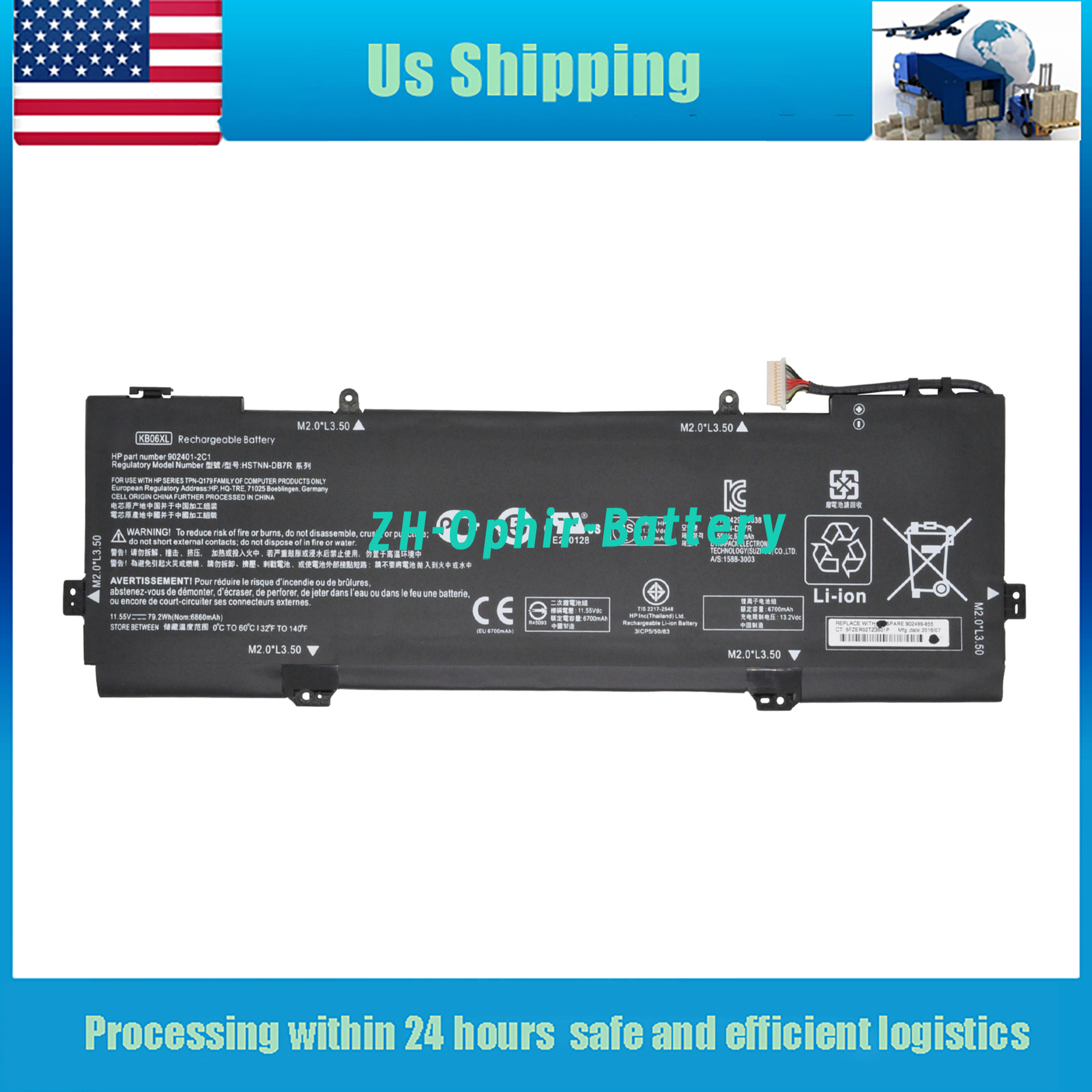 USA KB06XL New HSTNN-DB7R 902499-855 battery for HP Spectre x360 Z6K96EA TPN-Q17