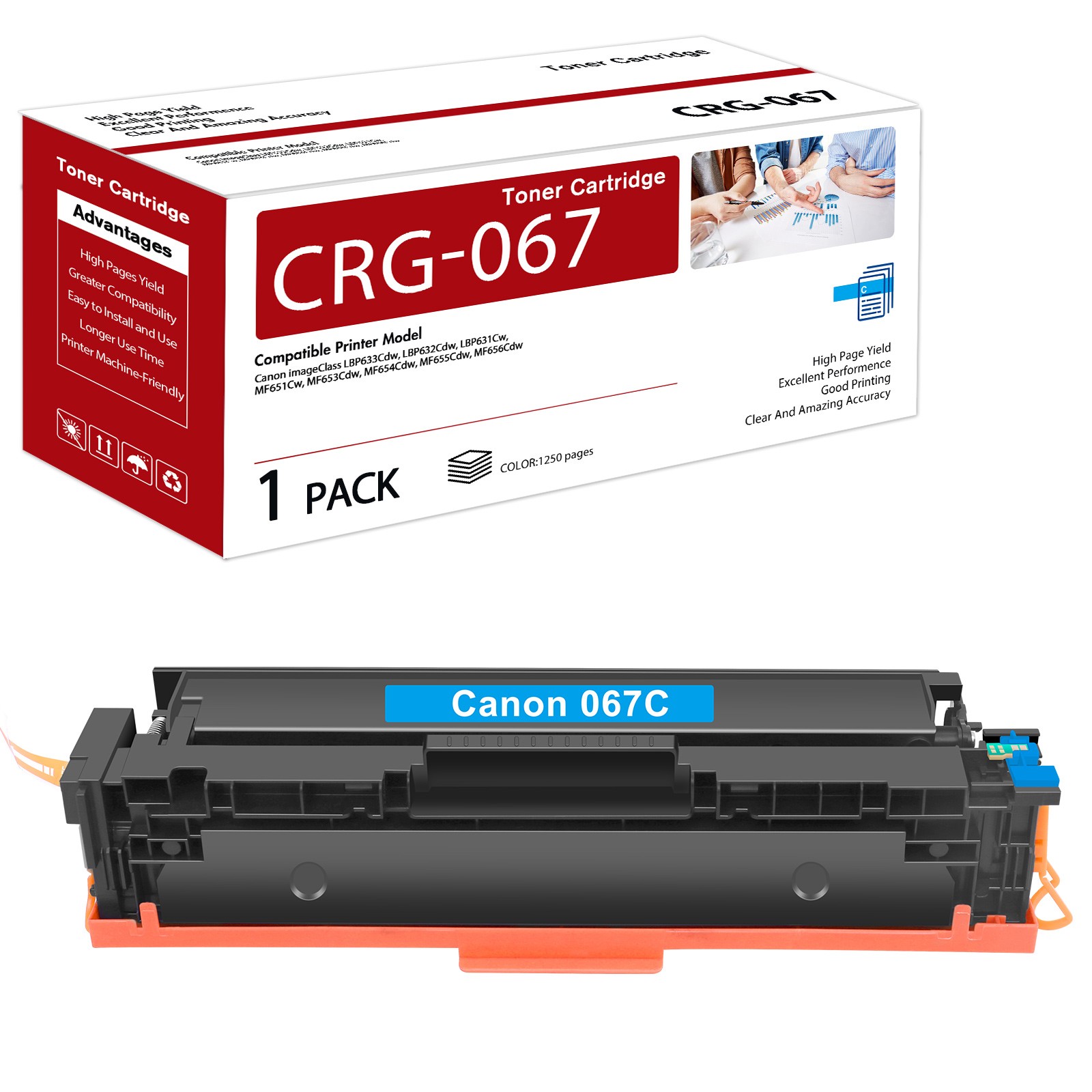 1x Premium Cyan Toner Cartridge 067 Compatible For Canon 067 LBP633Cdw MF651Cw