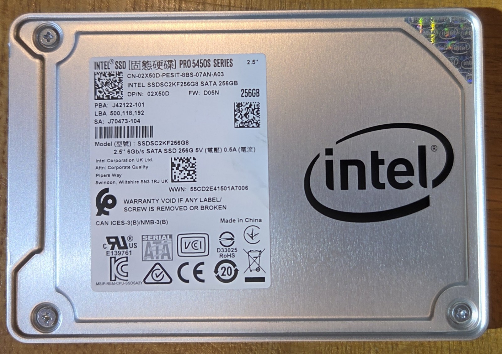 Intel Pro 5450S Series 256GB 2.5" SATA Internal SSD *USED*