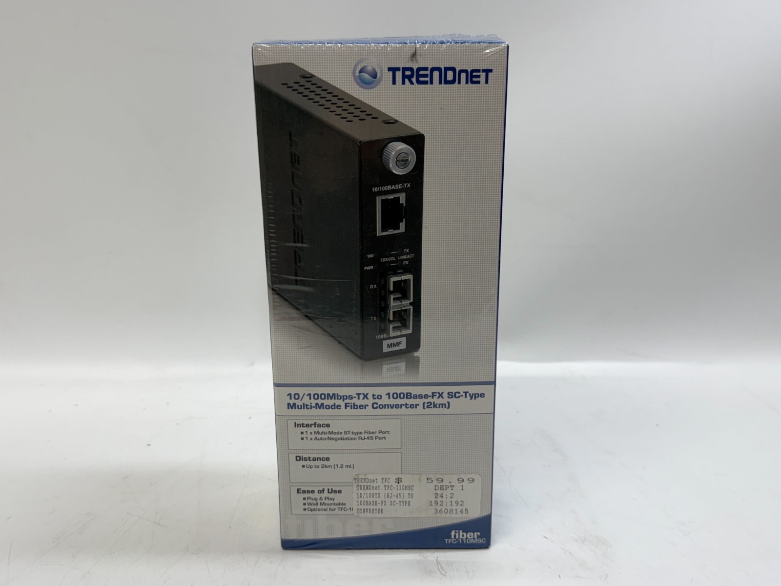 TRENDNET 10/100Mbps-TX to 100Base-FX SC-Type Multi-Mode Fiber Converter (2km)