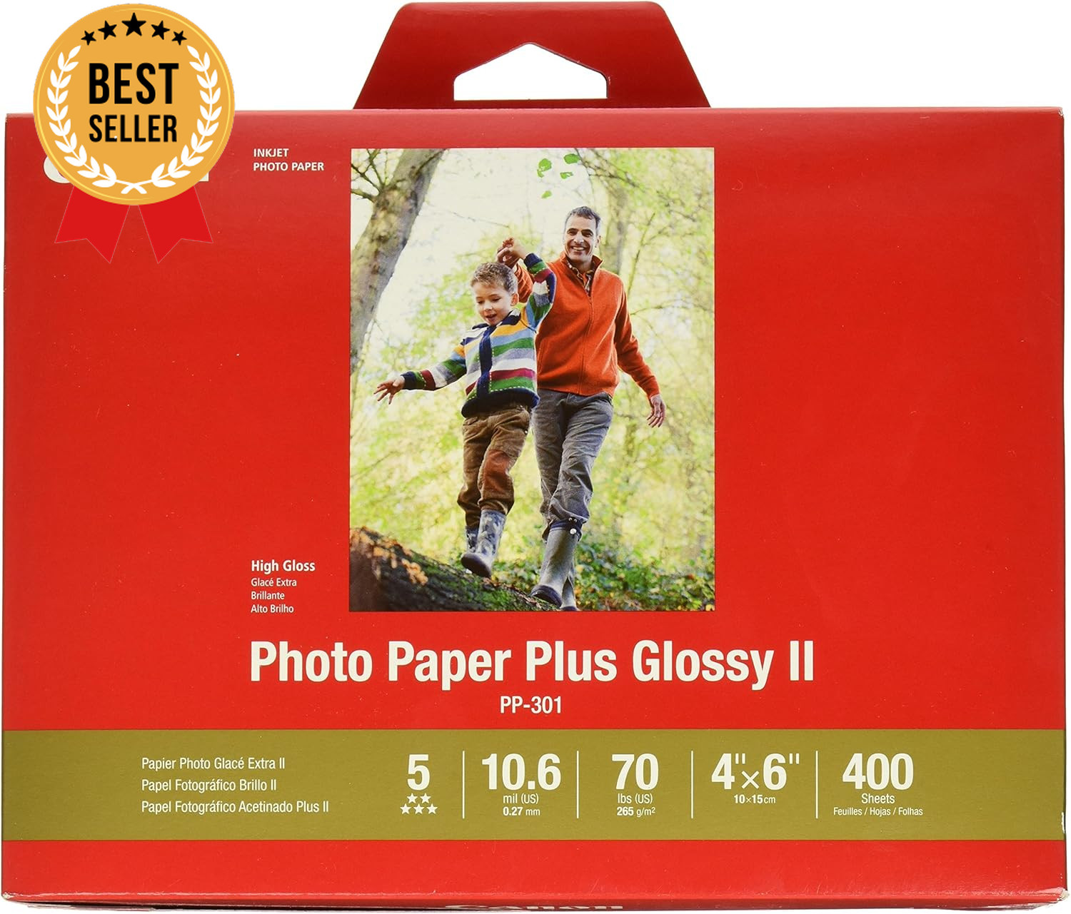 Ink Photo Paper Plus Glossy II 4" X 6" 400 Sheets High-Quality Printing 1432C007