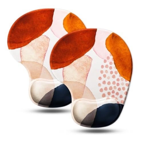 2-Pack Compact Ergonomic Mouse Pads with Gel Wrist Support - Boho Chic Design