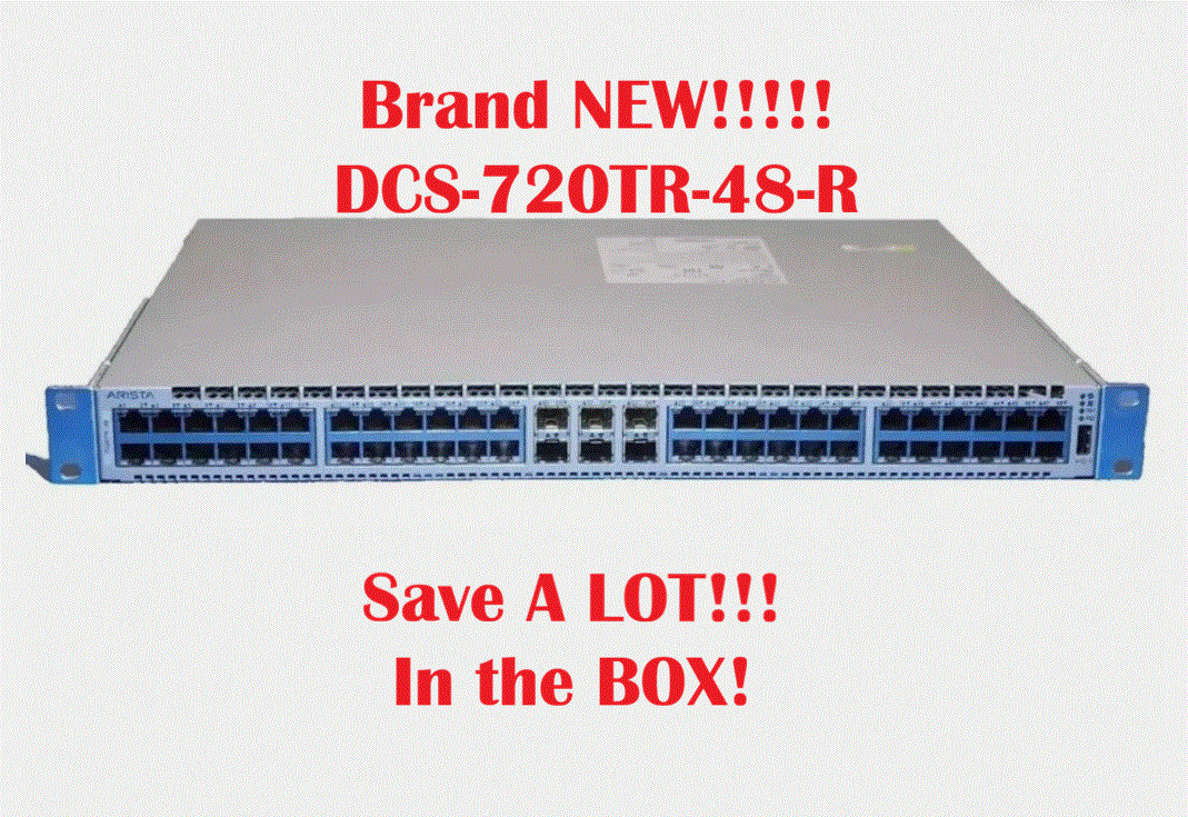 NEW ARISTA Network Switch B2F Airflow 48-Port 1GE & 6-10GE SFP+ Uplinks w/rails