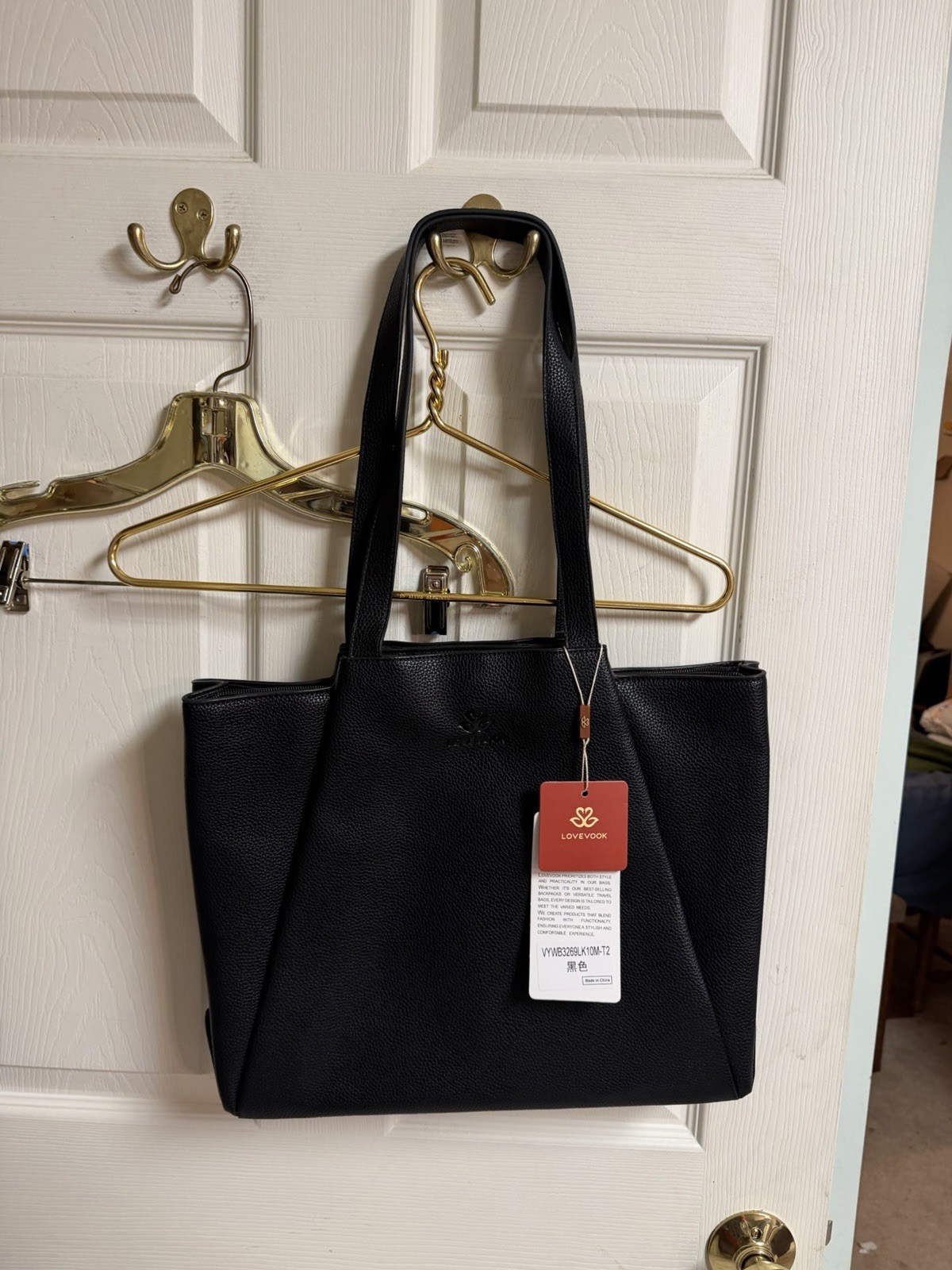 LOVEVOOK Work Tote Bag Women 15x12 Inch Laptop Computer Bag Purse New Black