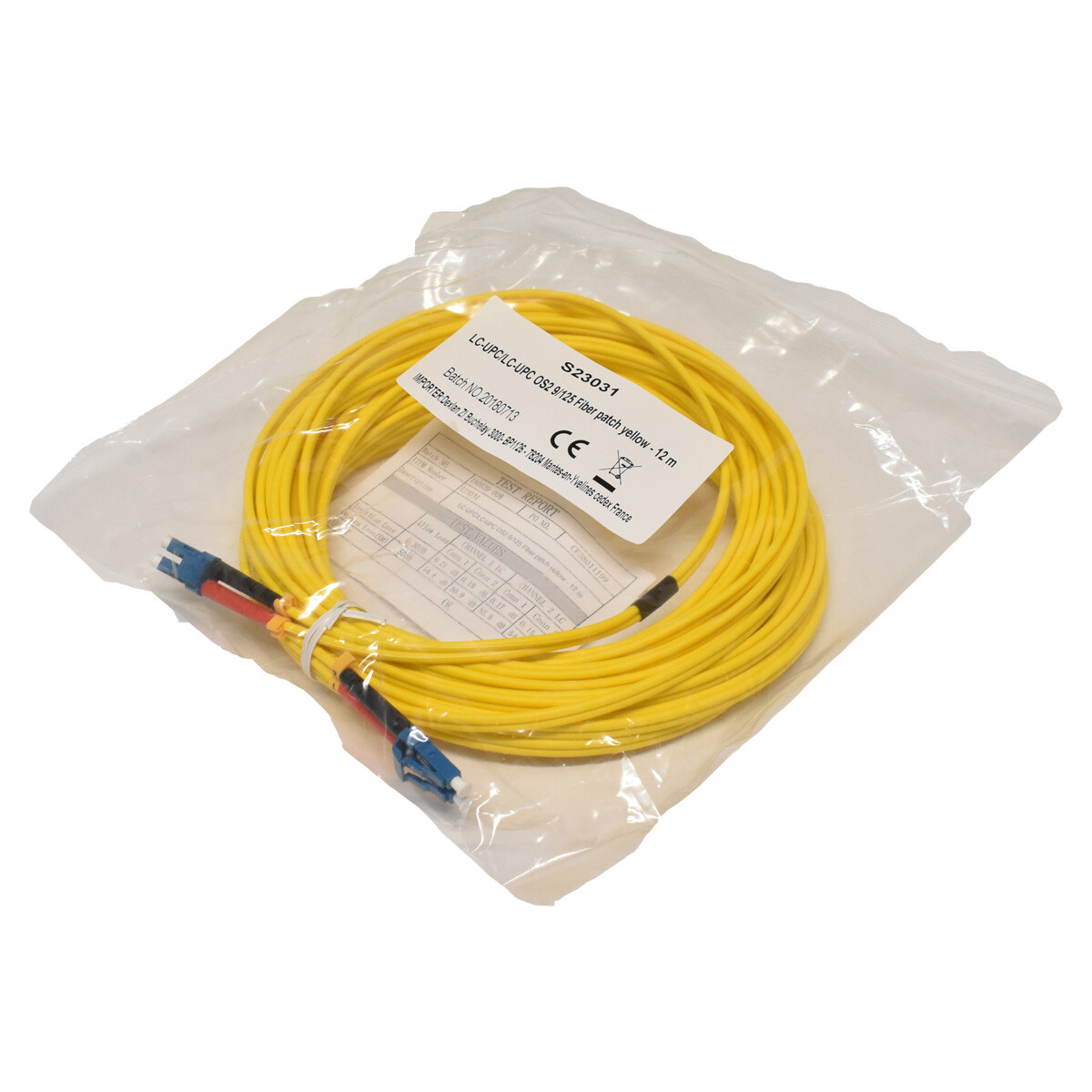 20 x Corning LC-UPC/LC-UPC OS2 9/128 Fibre Patch Yellow Yellow - 12m NEW NEW 