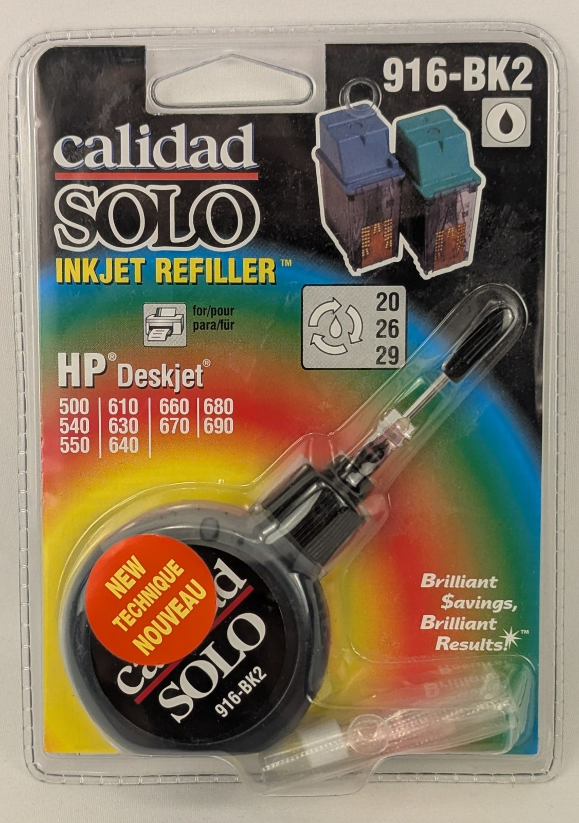 Calidad Solo Inkjet Refiller 916-BK2 - Black Ink Refill for HP Models in Descrip