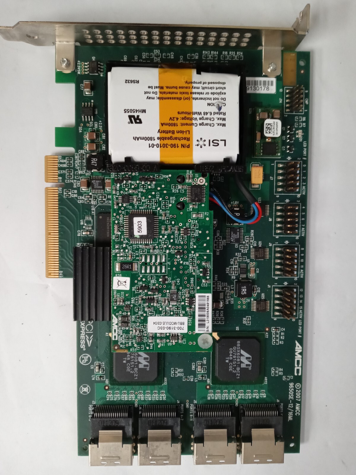 LSI AMCC 3Ware 9650SE-12/16ML 16Port SATA 256MB PCIe Raid Controller w/ Battery