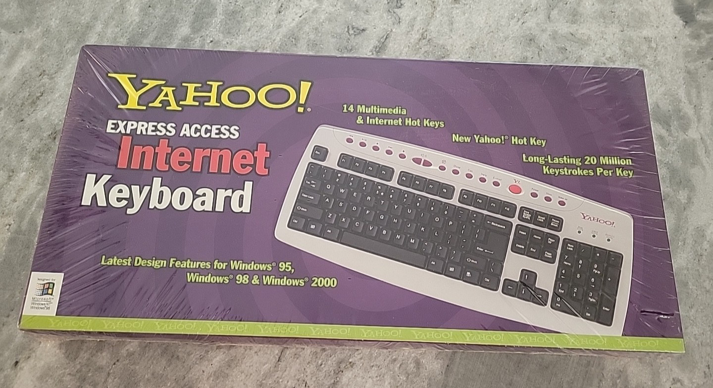 NIP Vintage Yahoo Express Access Internet Keyboard NOS Deadstock 24205 Windows