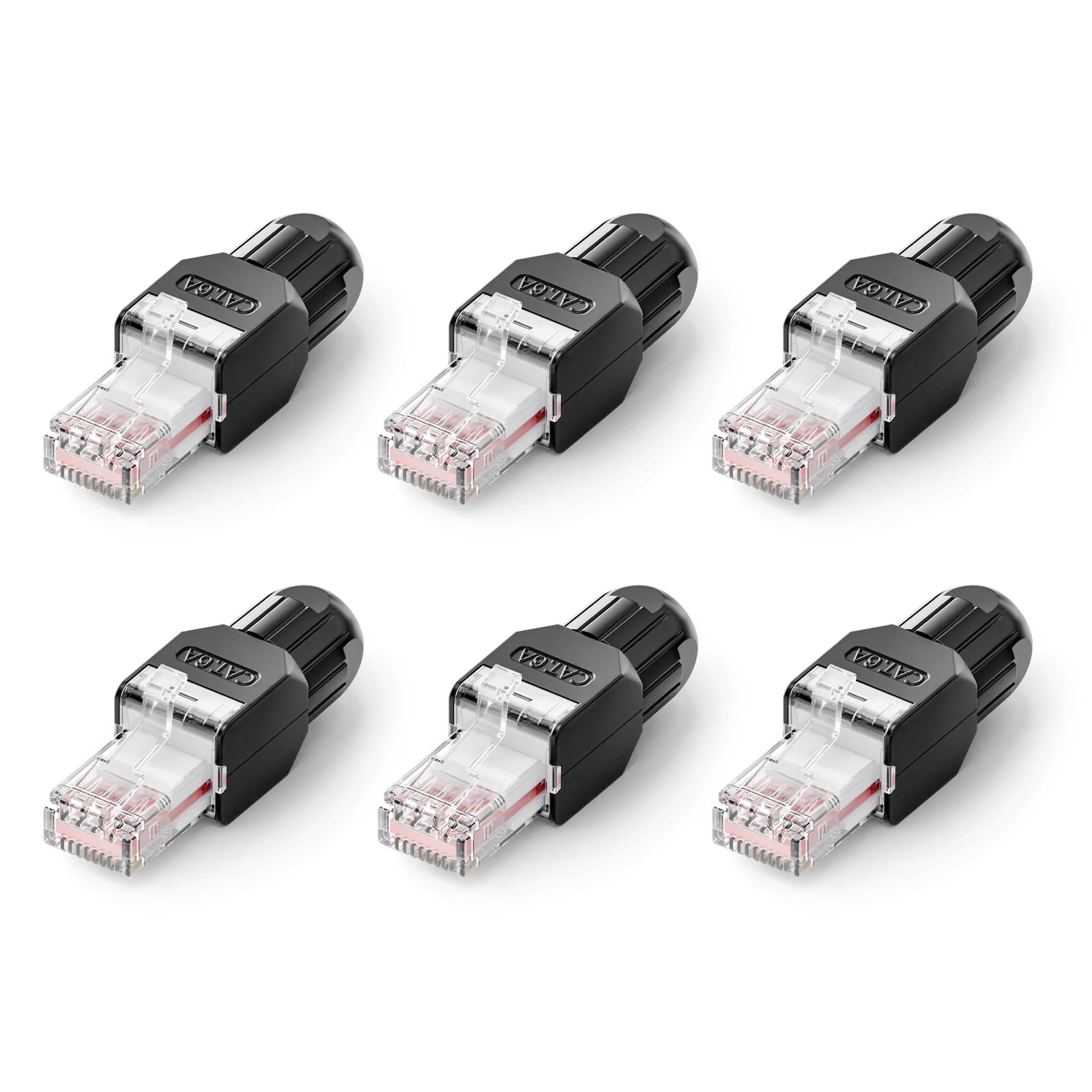 6 PCS Black CAT6 Toolless RJ45 Connector Compact UTP Reusable Plug 2326 AWG