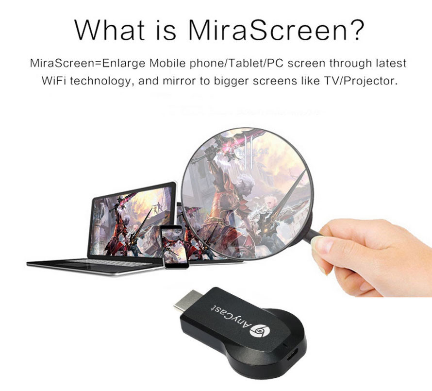 Wireless WiFi HDMI Video Dongle Receiver to TV For iPhone iPad Android Phone