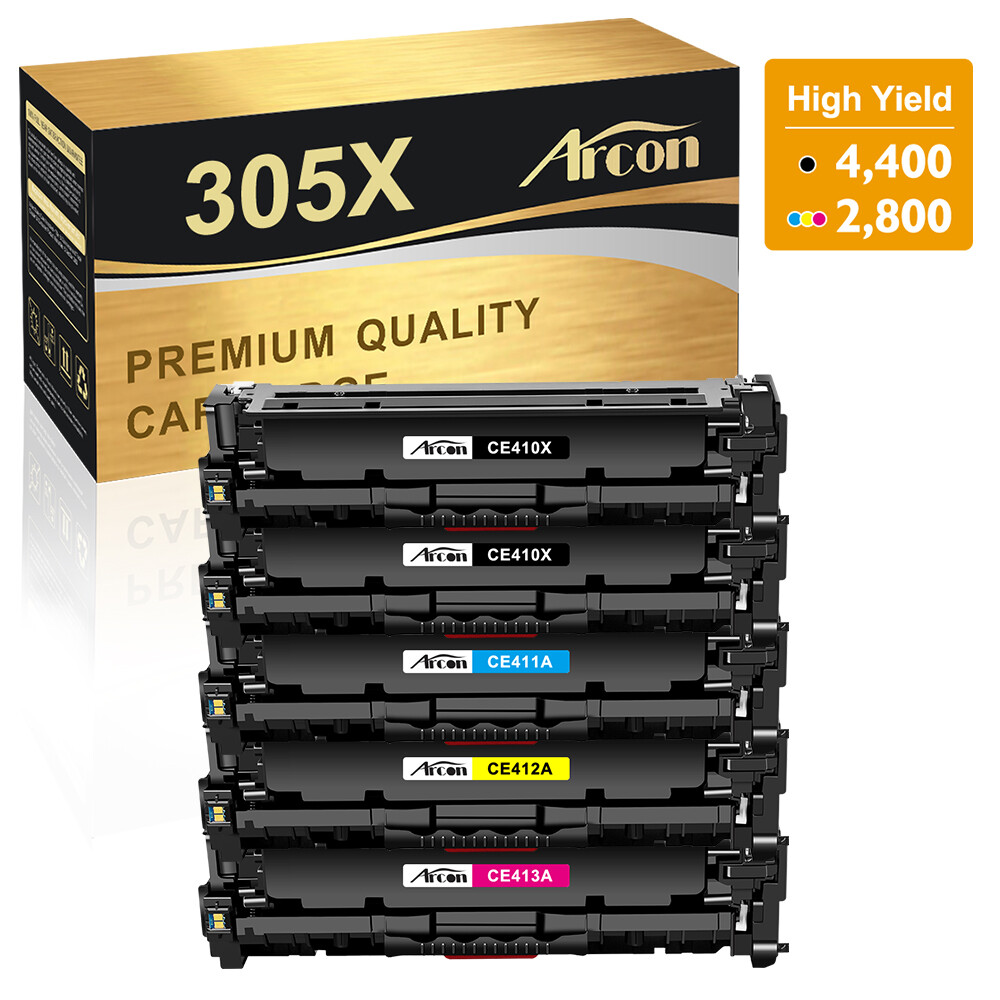 5PK CE410A Toner Set For HP 305A LaserJet Pro 400 Color M451dn M451dw MFP M475dw
