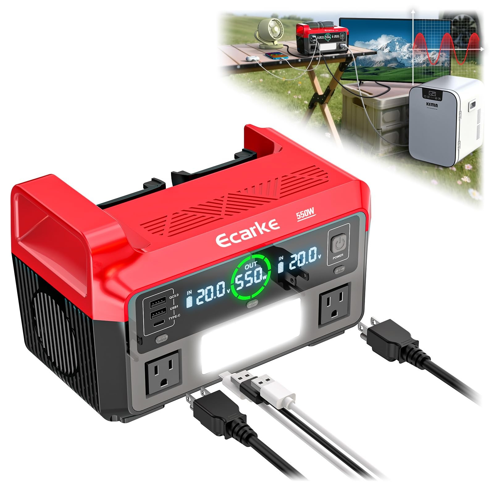550W Portable Power Inverter Compatible with Milwaukee 18V Battery, Power Statio
