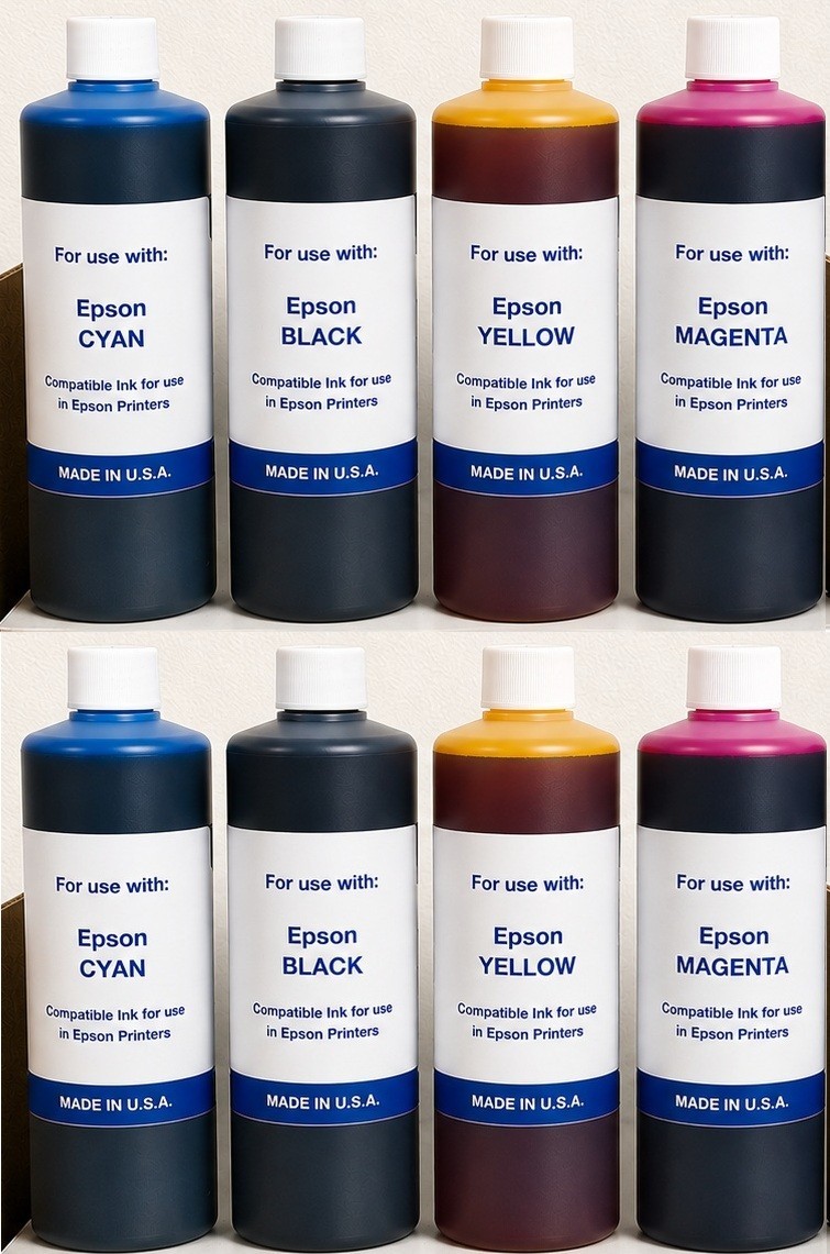 PREMIUM COMPATIBLE BULK INK REFILL FOR EPSON ECOTANK PRINTERS CYMK  (8 LITERS)