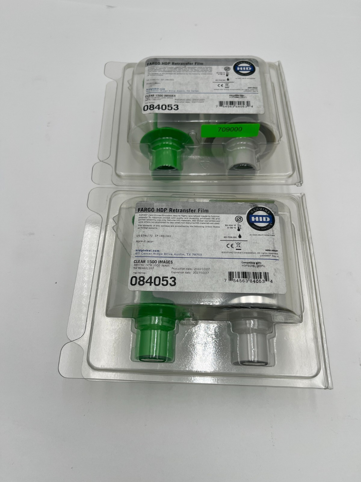 HID Fargo 084053 HDP Retransfer Film 1500 Prints Genuine for HDP5000 LOT OF 2