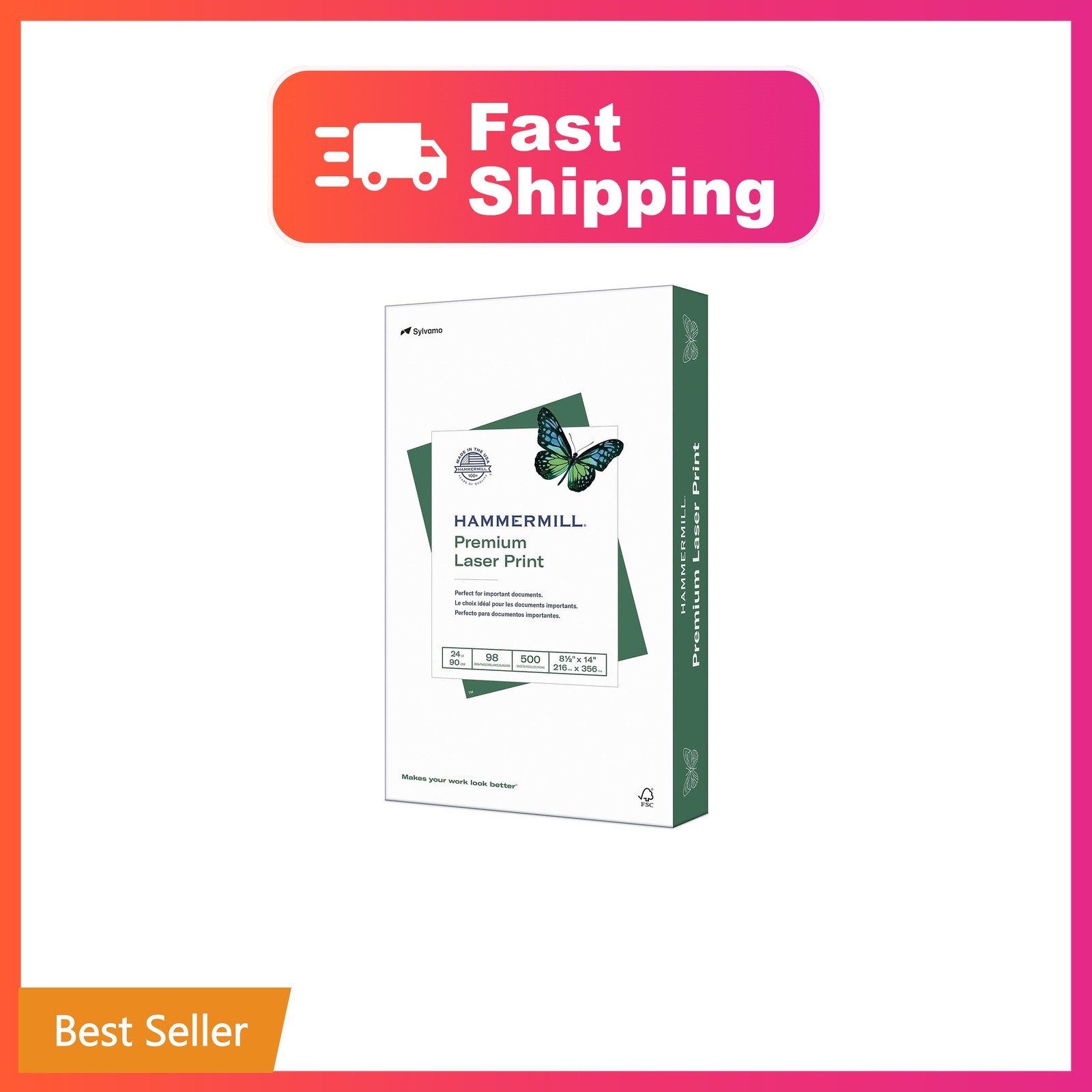 Hammermill Printer Paper, Premium Laser Print 24 lb, 8.5 x 14-1 Ream (500 She...