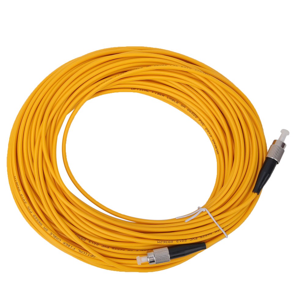 20m FC/UPC To FC/UPC Single Mode Optical Fiber Patch Cable Cord Yellow HJAX