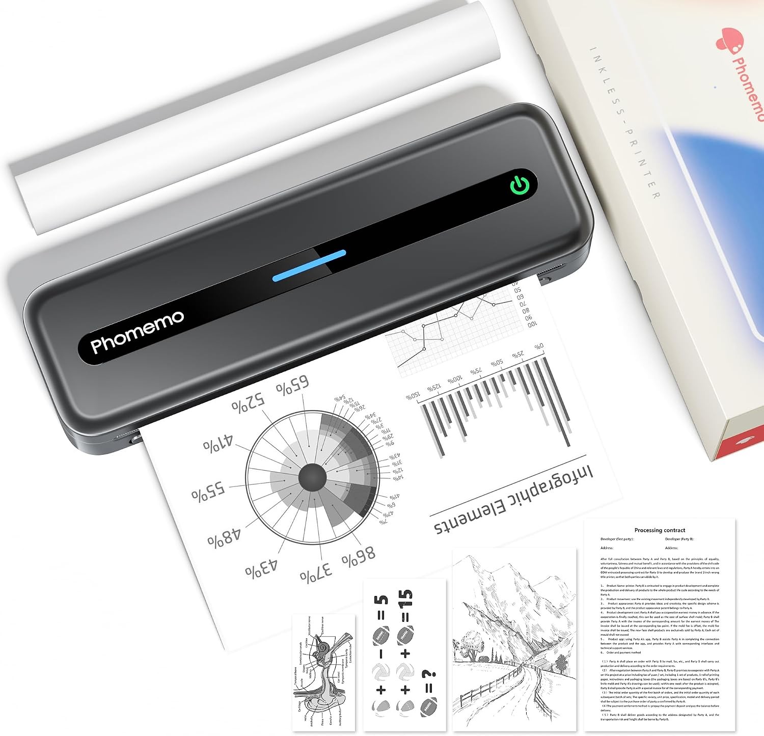 Phomemo M832 Portbale Bluetooth Thermal Printers Wireless for Travel